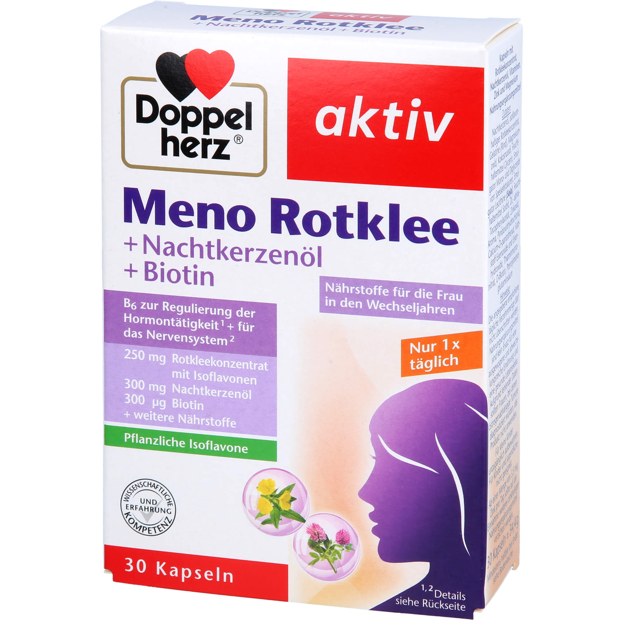 DOPPELHERZ Meno Rotklee+Nachtkerzenöl+Biotin Kaps.