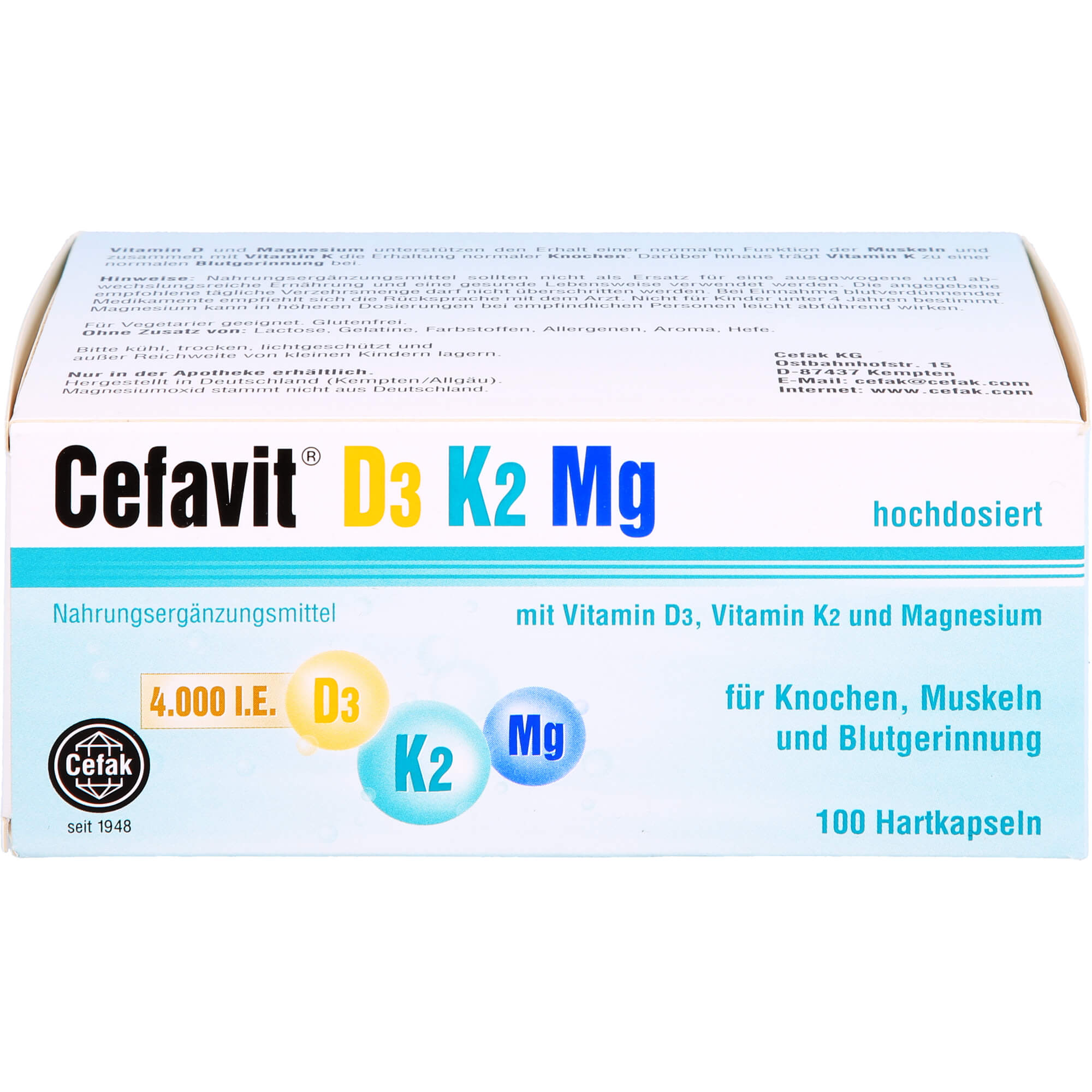CEFAVIT D3 K2 Mg 4.000 I.E. Hartkapseln 100 St