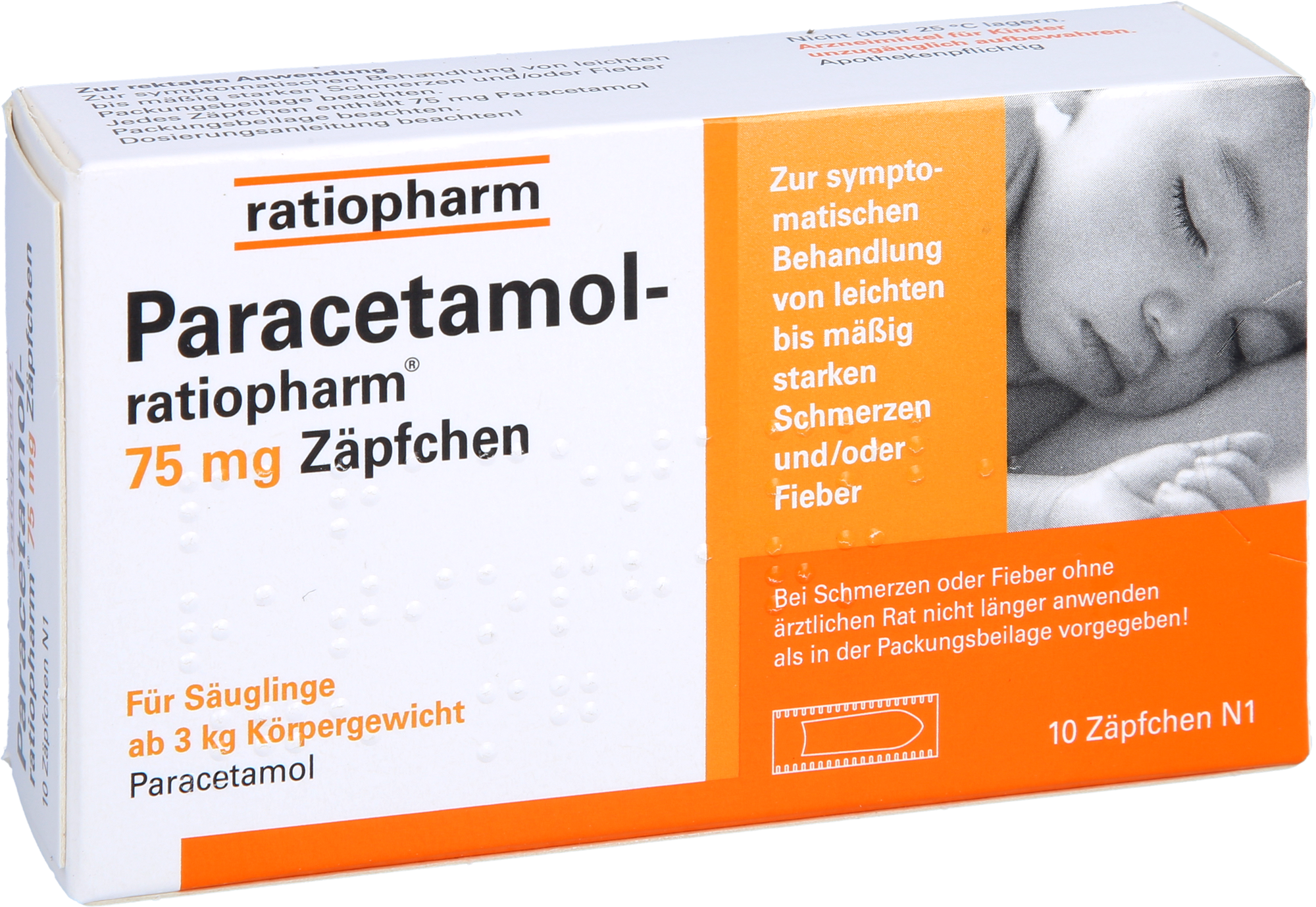 PARACETAMOL-ratiopharm 75 mg Zäpfchen