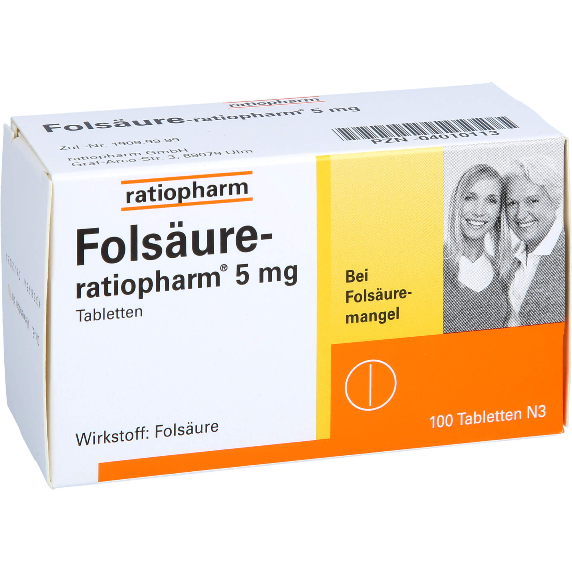 FOLSÄURE-RATIOPHARM 5 mg Tabletten 100 St