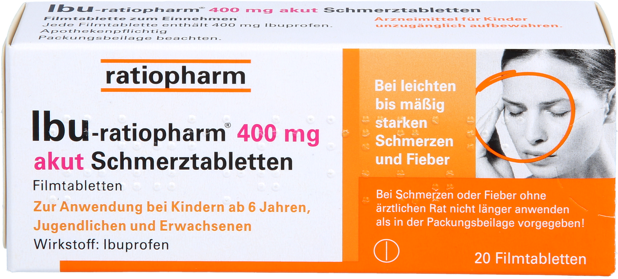 IBU-RATIOPHARM 400 mg akut Schmerztbl.Filmtabl. 20 St