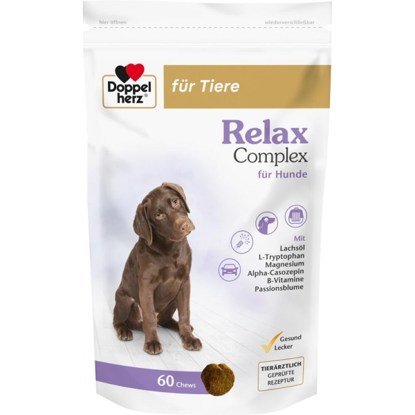 DOPPELHERZ für Tiere Relax Complex Chews f.Hunde 60 St