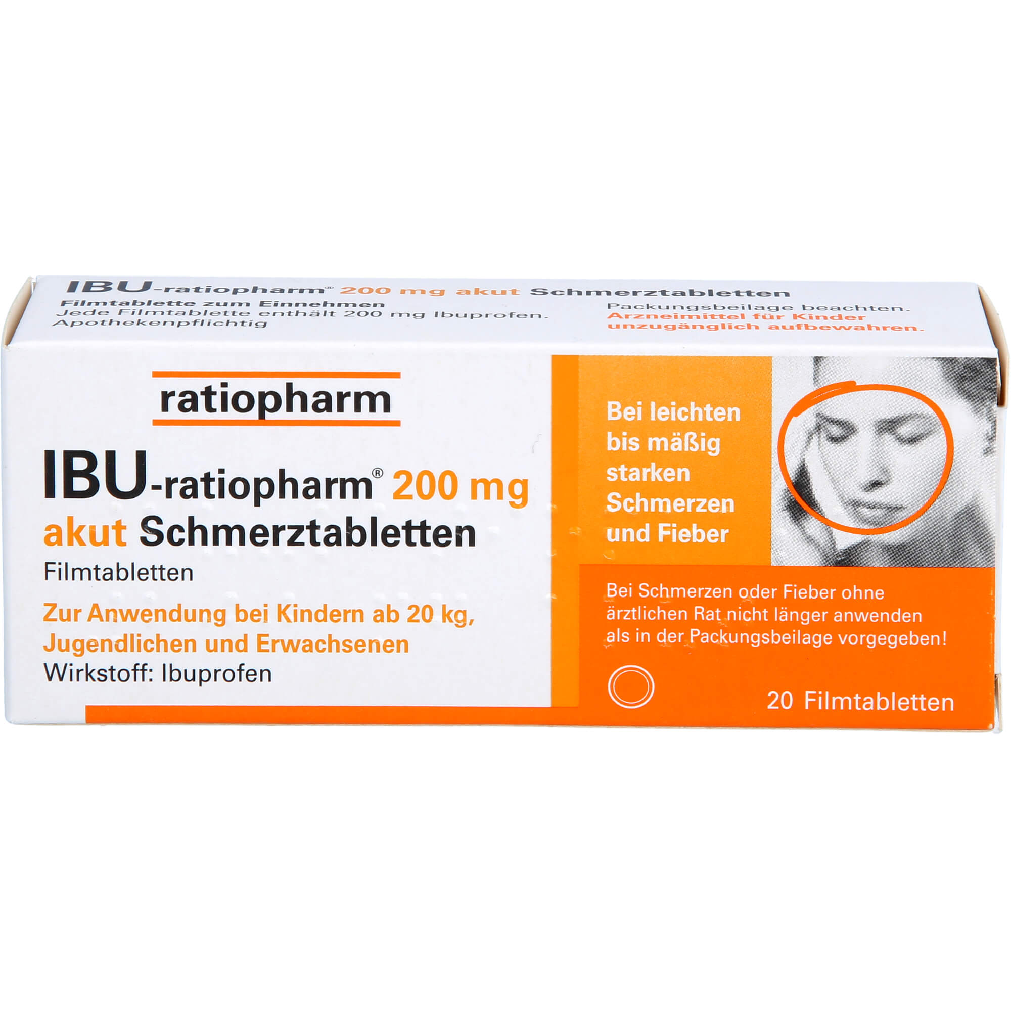 IBU-RATIOPHARM 200 mg akut Schmerztbl.Filmtabl. 20 St
