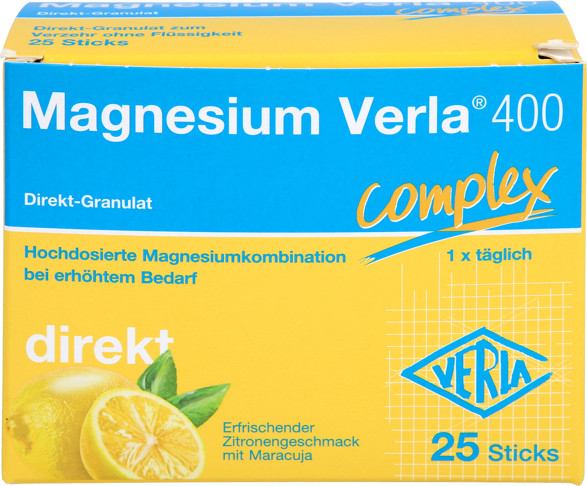 MAGNESIUM VERLA 400 Zitrone Direkt-Granulat 25 St