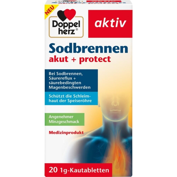 DOPPELHERZ Sodbrennen akut+protect Kautabletten 20 St