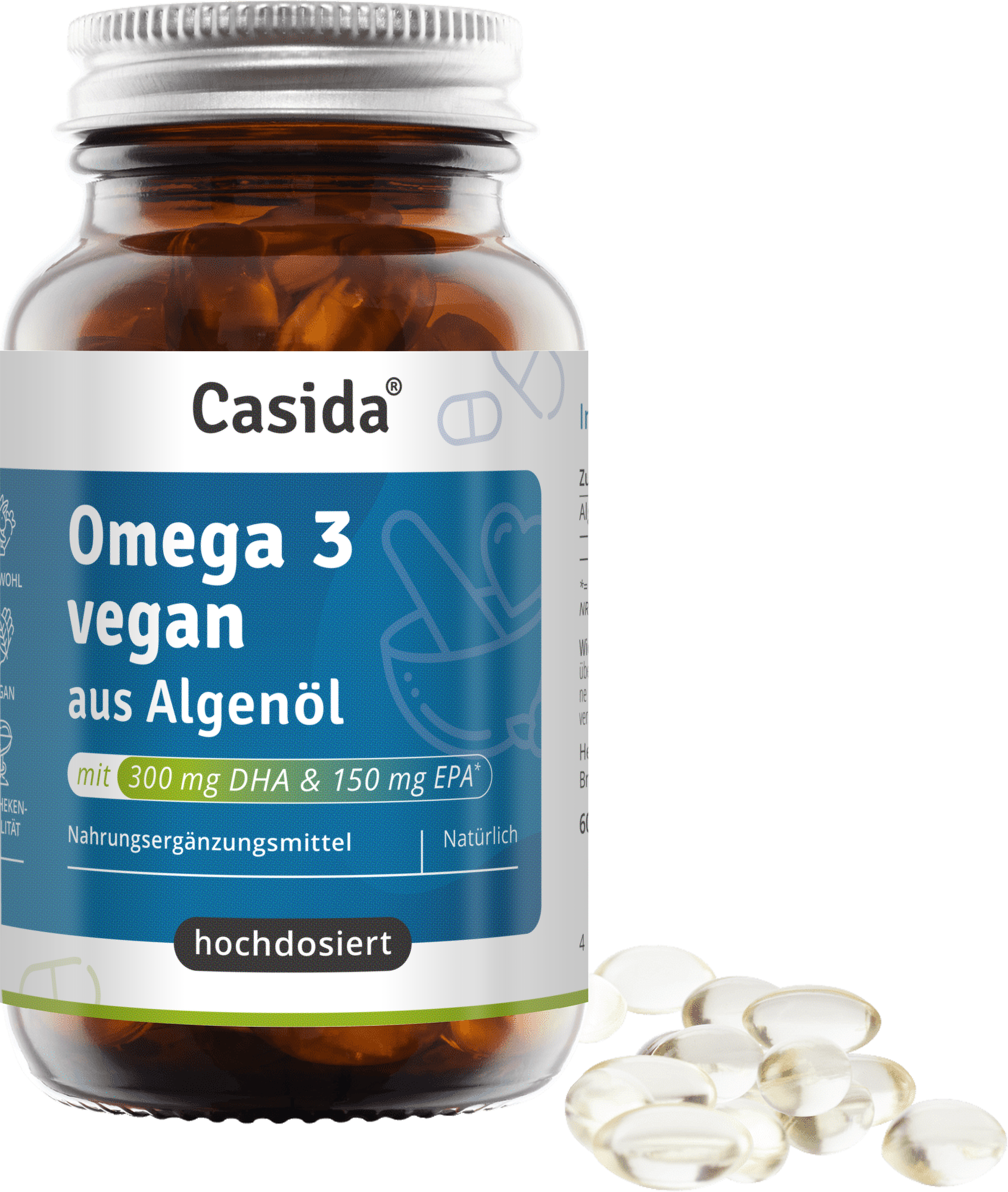 OMEGA-3 VEGAN Algenöl hochdosiert EPA DHA Kapseln