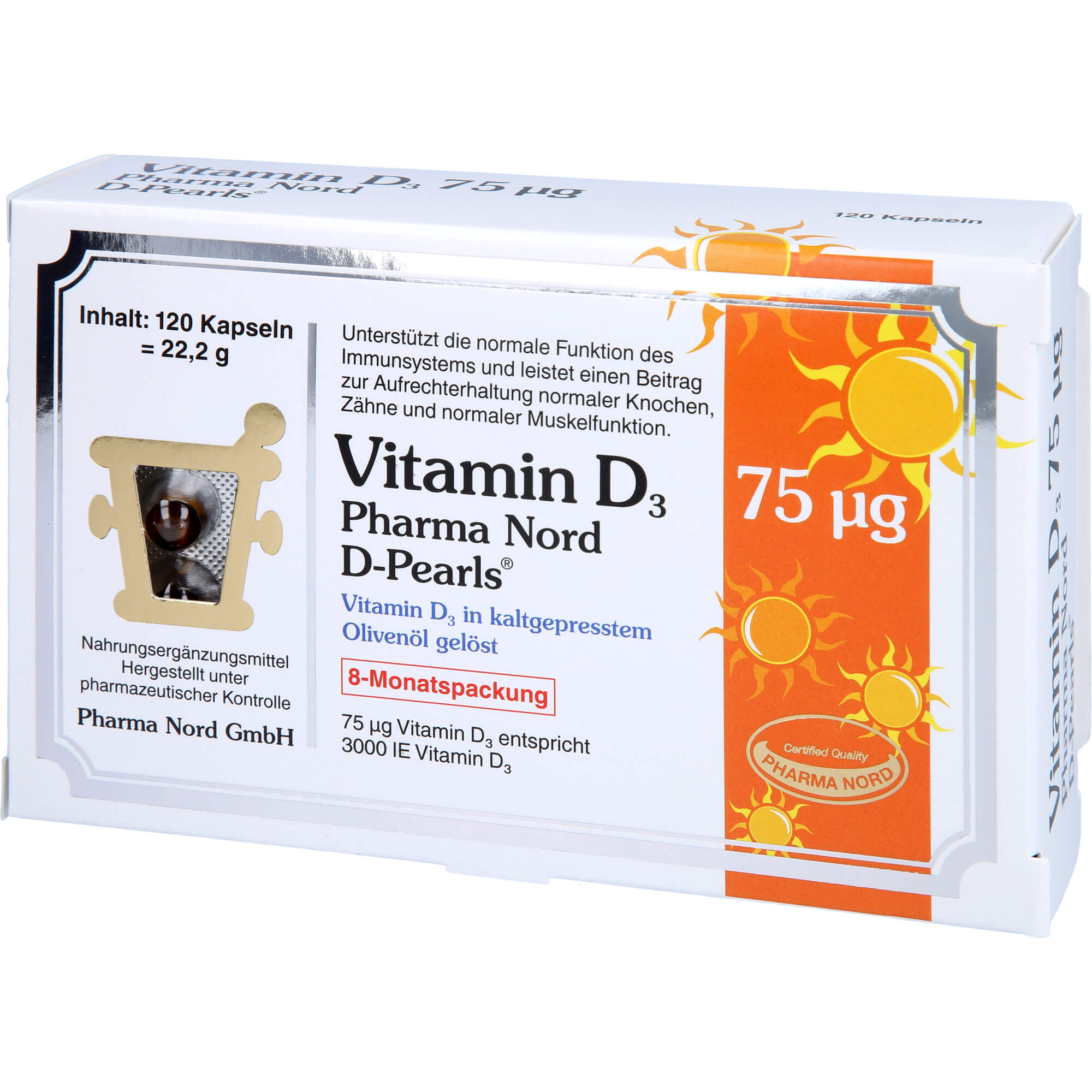 VITAMIN D3 75 μg Pharma Nord D-Pearls Kapseln
