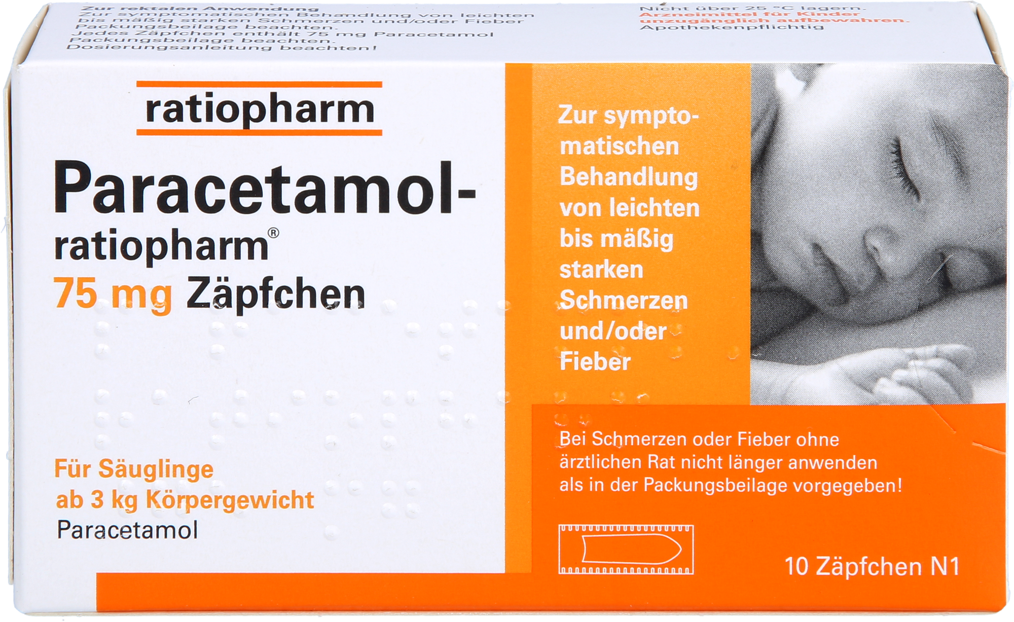 PARACETAMOL-ratiopharm 75 mg Zäpfchen