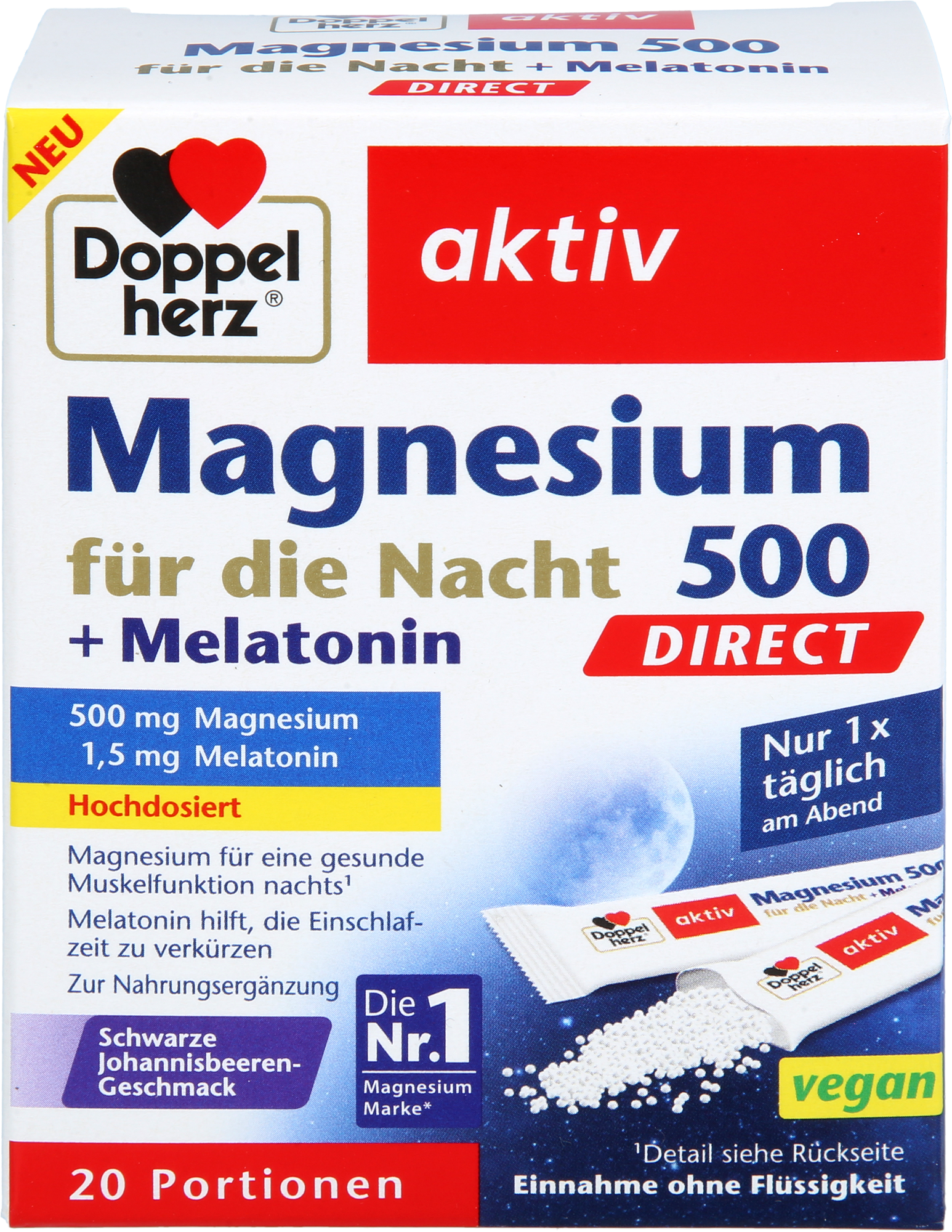 DOPPELHERZ Mag.500 für die Nacht+Melatonin DIRECT