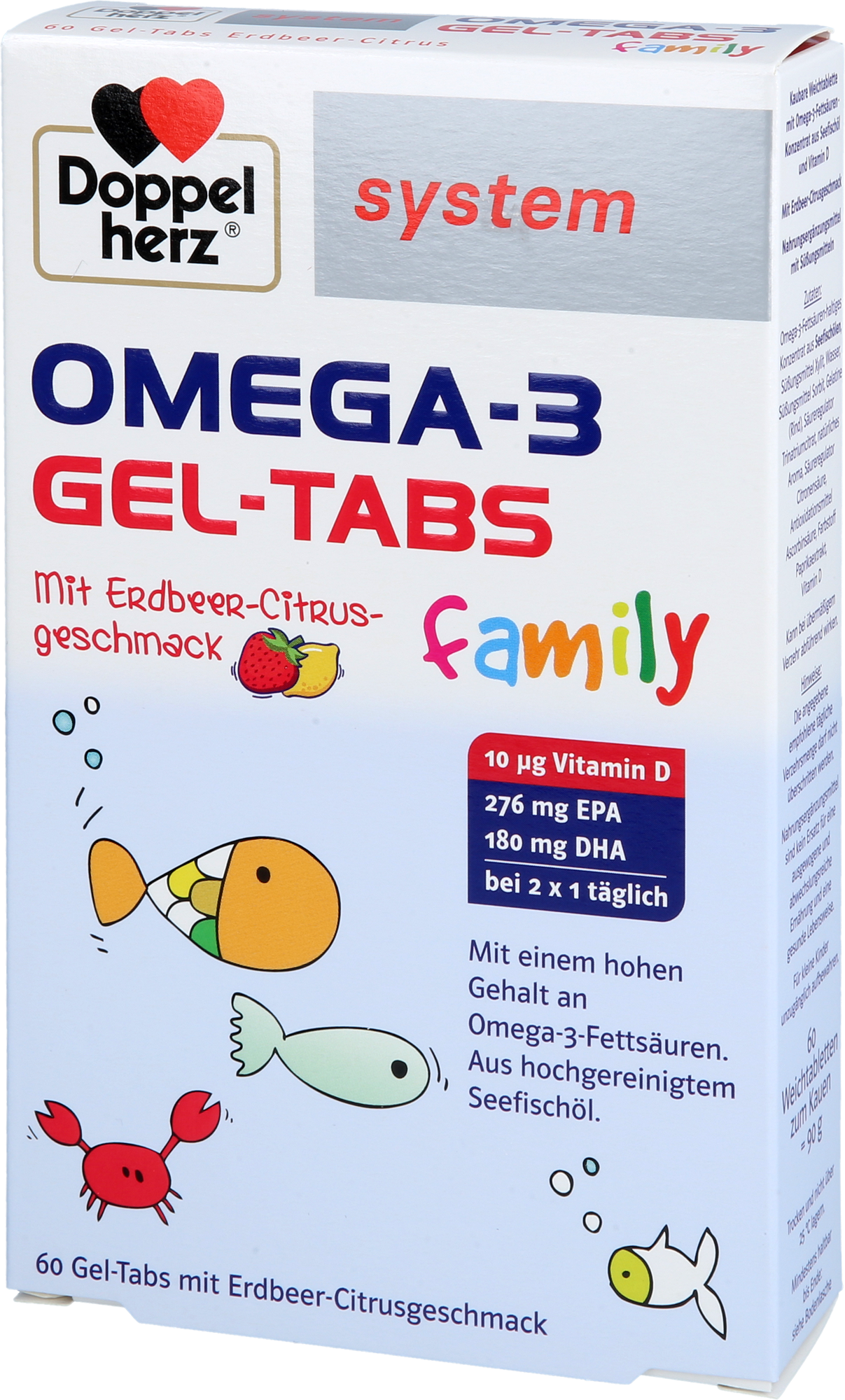 DOPPELHERZ Omega-3 Gel-Tabs family Erdb.Cit.system 60 St