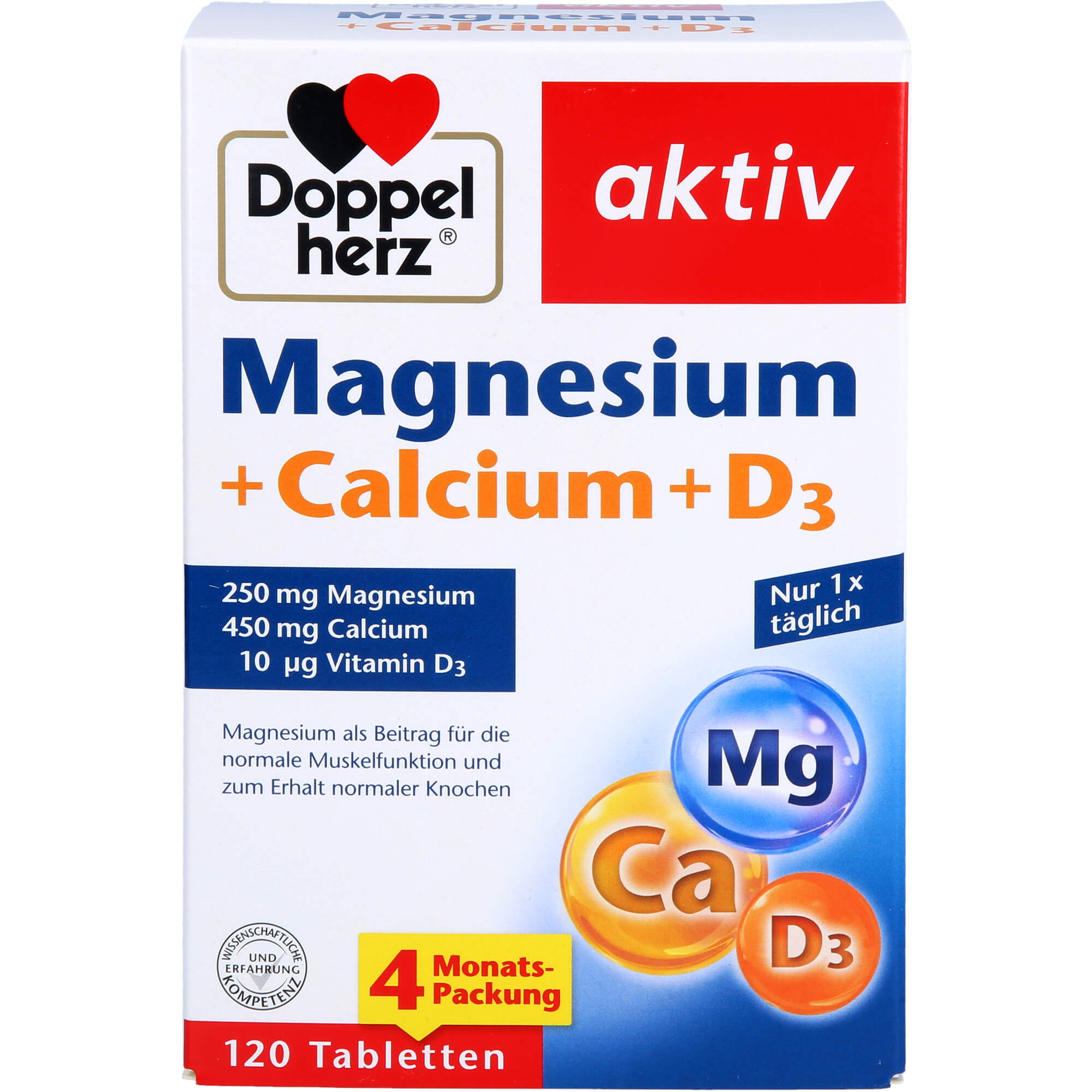 DOPPELHERZ Magnesium+Calcium+D3 Tabletten 120 St