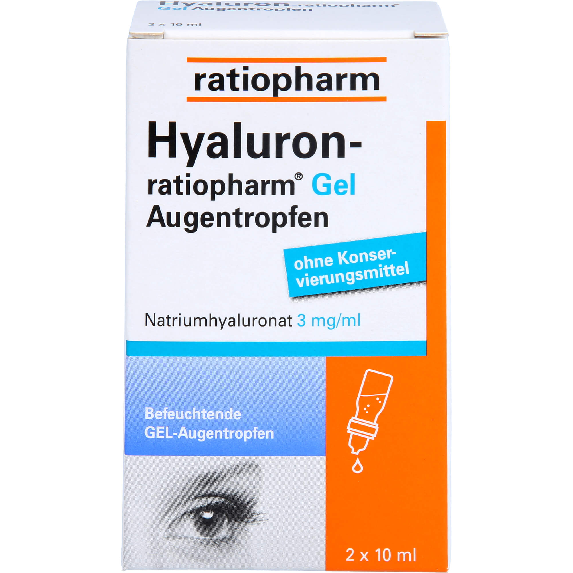 HYALURON-RATIOPHARM Gel Augentropfen 2X10 ml