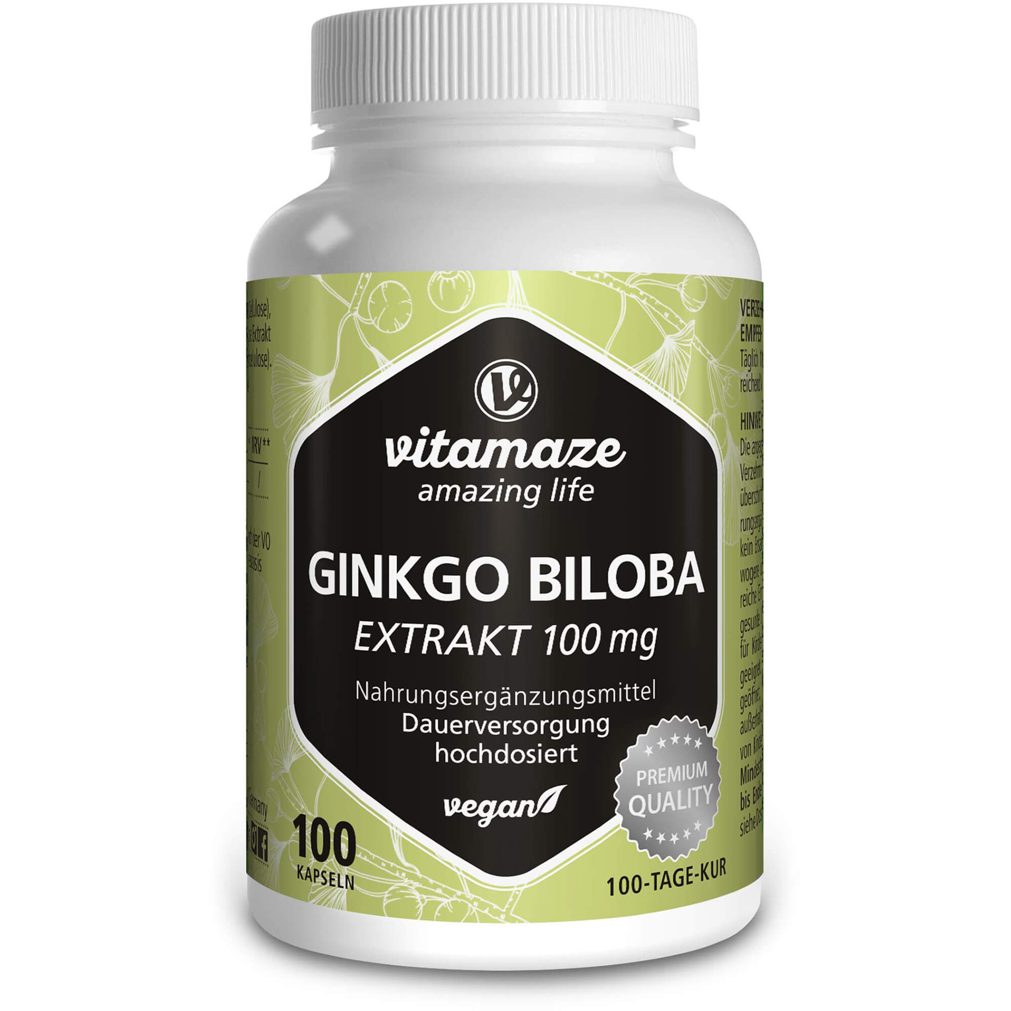 GINKGO BILOBA 100 mg hochdosiert vegan Kapseln
