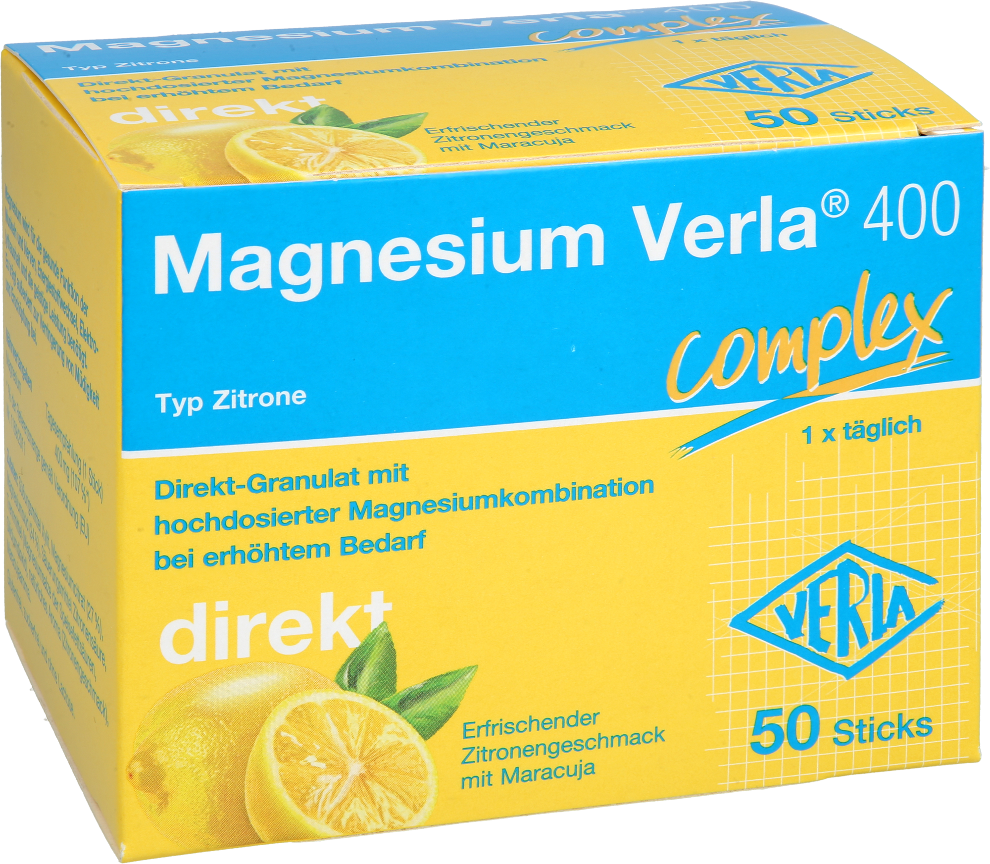 MAGNESIUM VERLA 400 Zitrone Direkt-Granulat 50 St