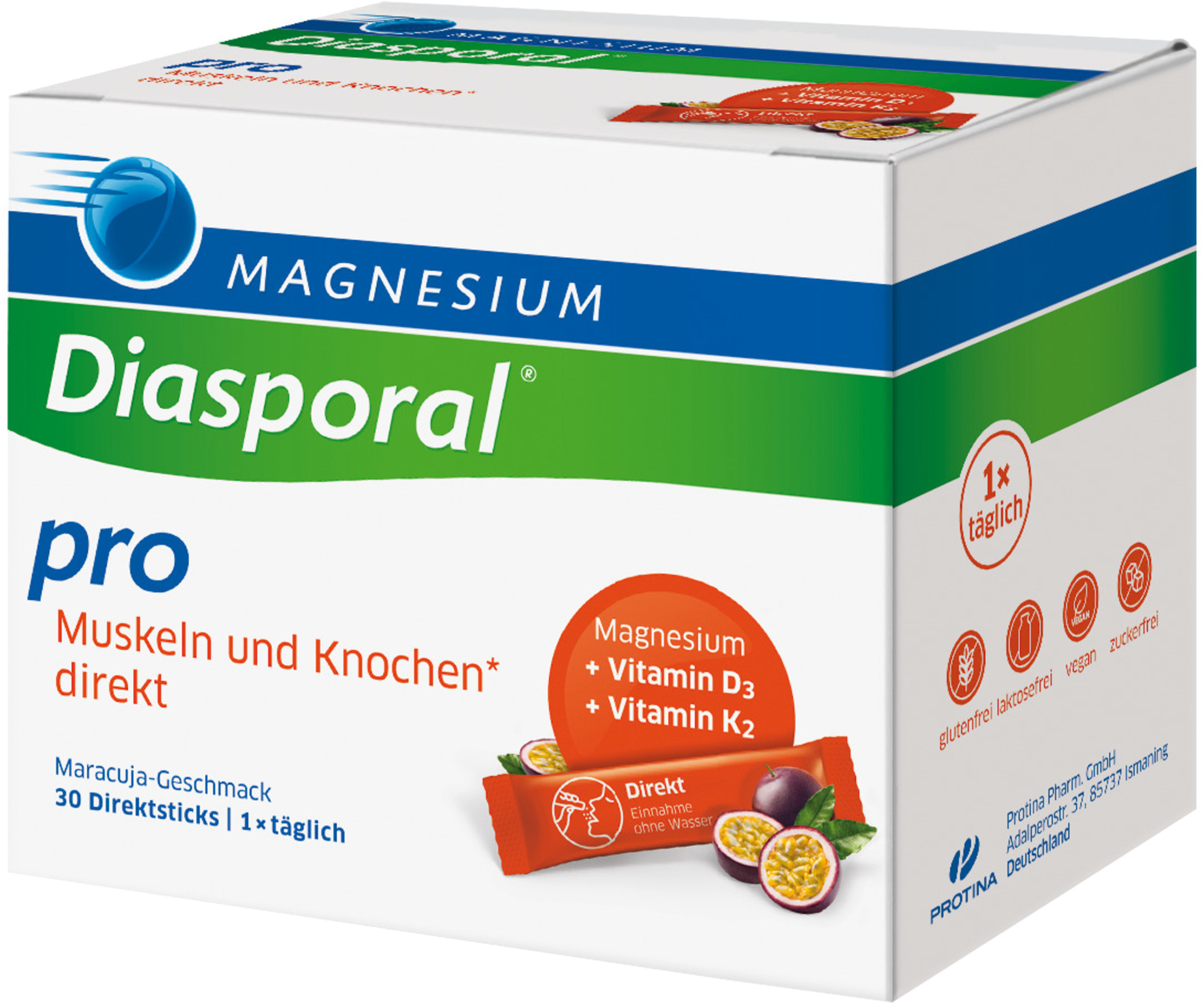 MAGNESIUM DIASPORAL pro D3+K2 Musk.+Knochen direkt
