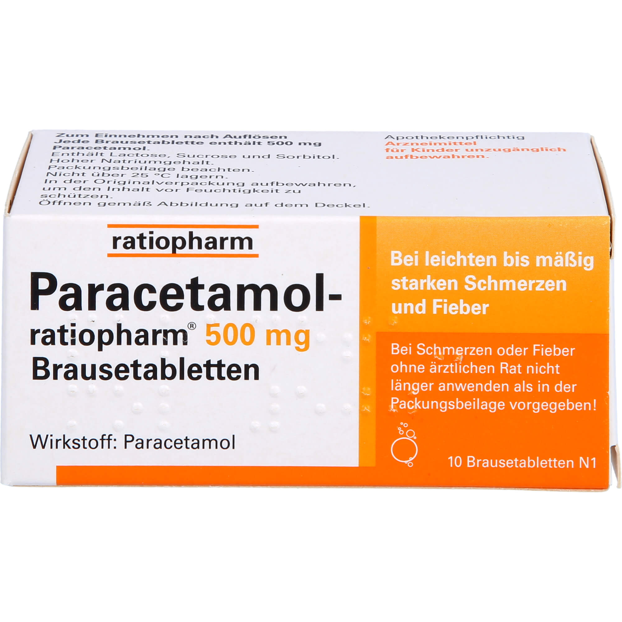 PARACETAMOL-ratiopharm 500 mg Brausetabletten 10 St