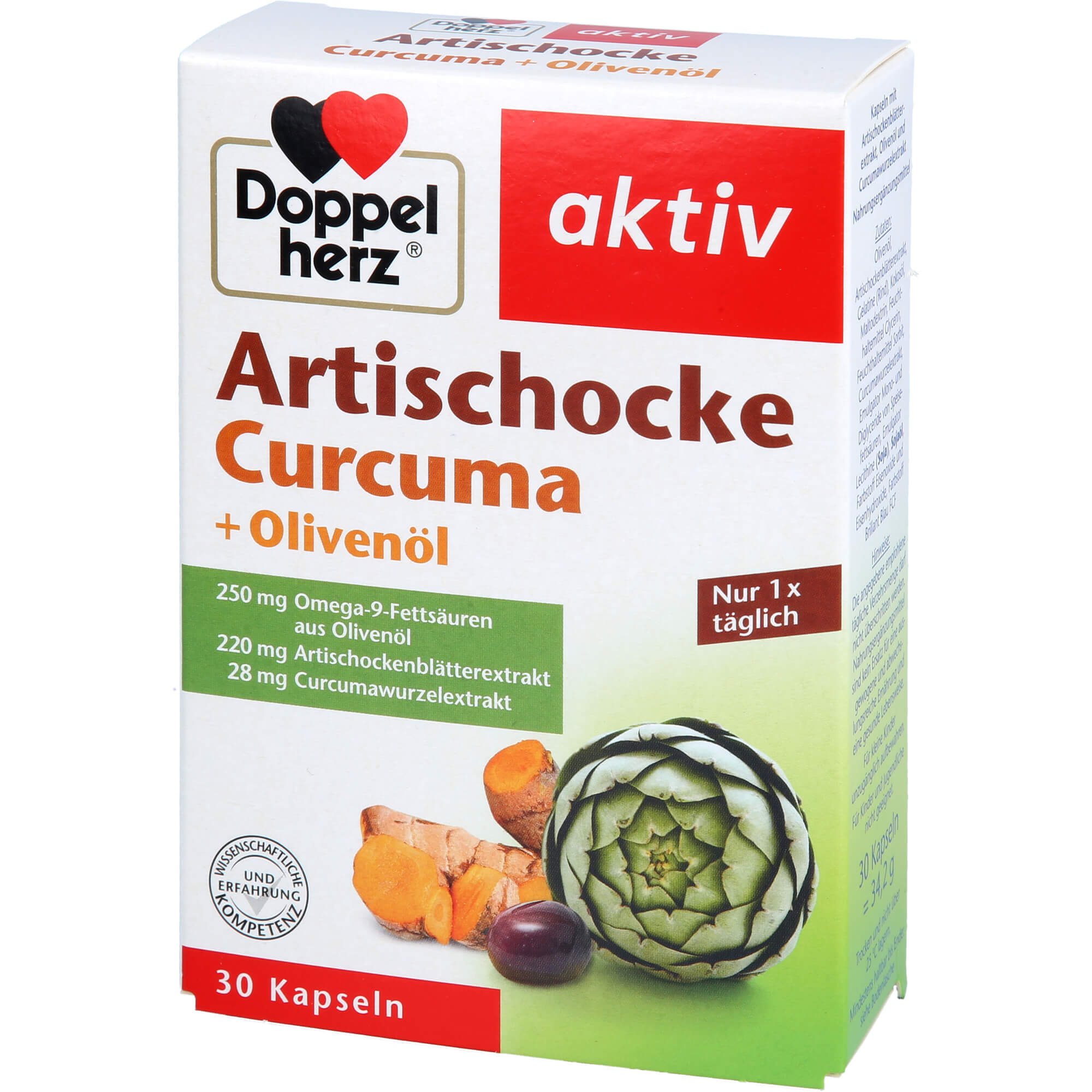 DOPPELHERZ Artischocke Curcuma+Olivenöl Kapseln 30 St