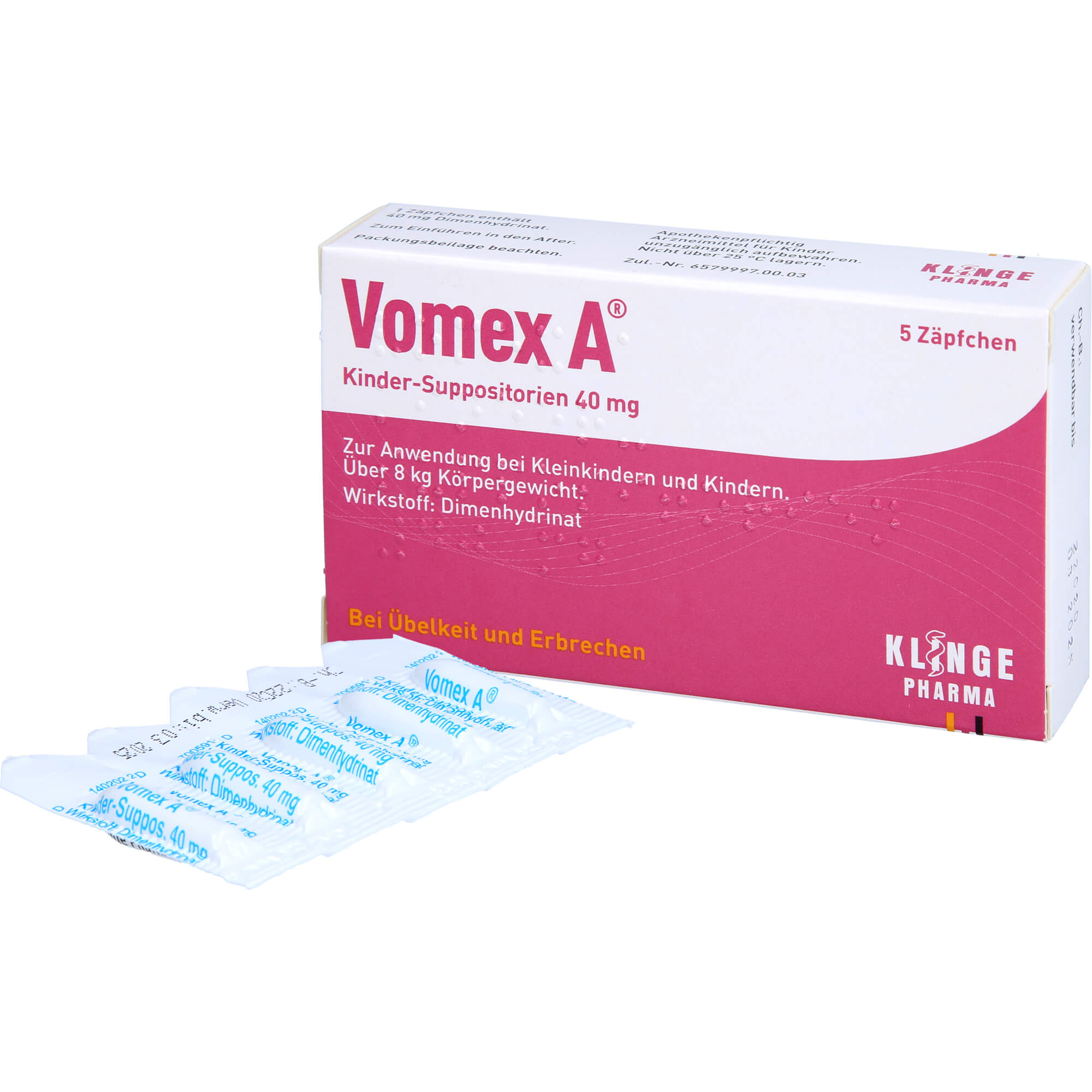 VOMEX A Kinder-Suppositorien 40 mg 5 St