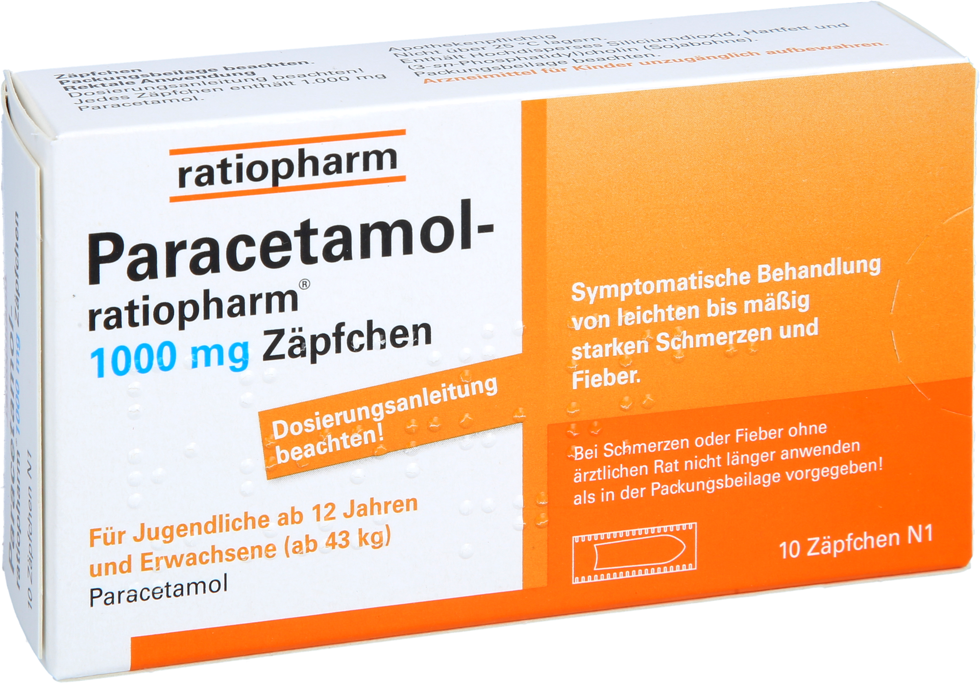 PARACETAMOL-ratiopharm 1.000 mg Zäpfchen