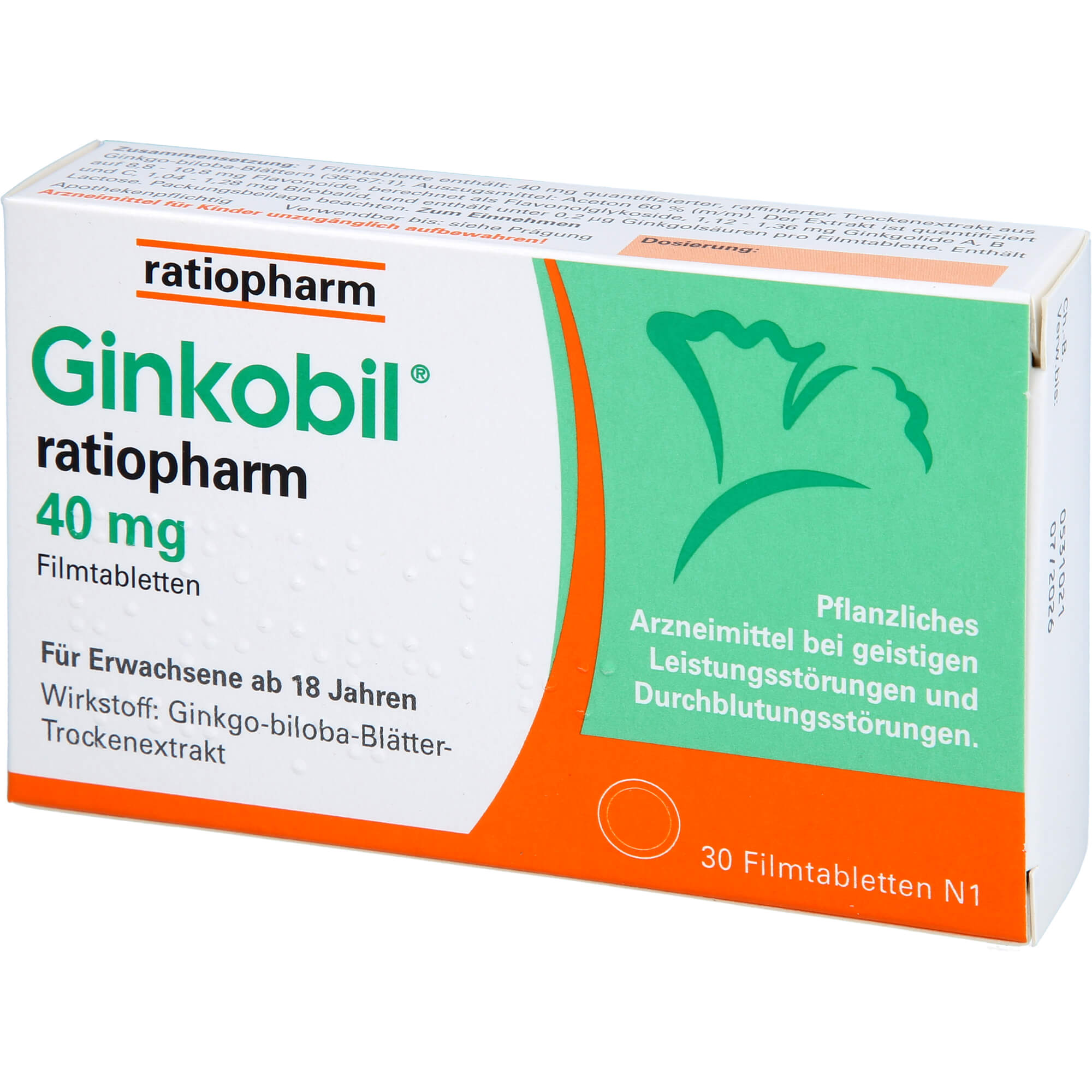 GINKOBIL-ratiopharm 40 mg Filmtabletten 30 St
