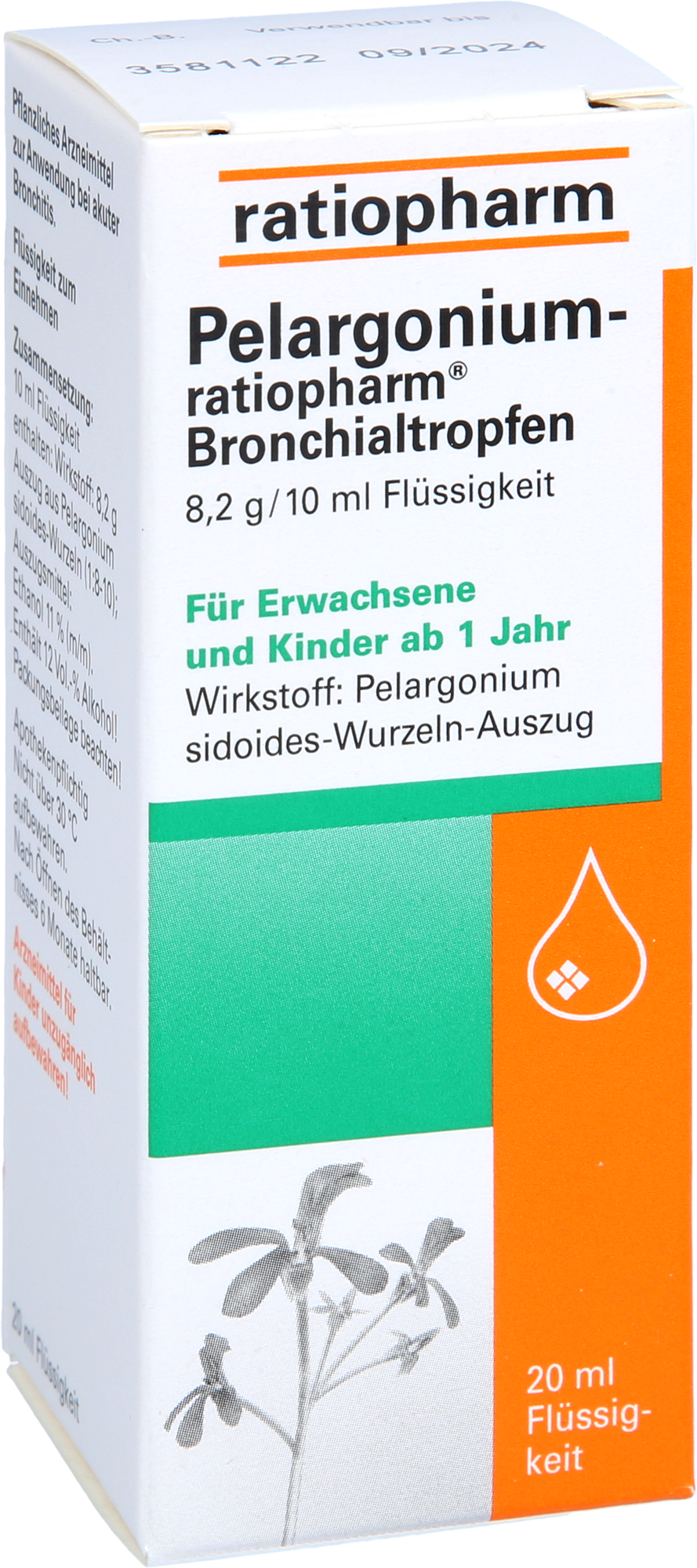 PELARGONIUM-RATIOPHARM Bronchialtropfen 20 ml