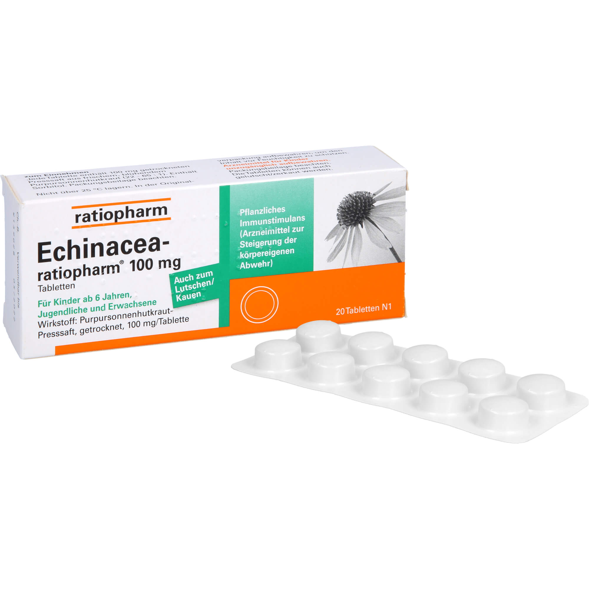 ECHINACEA-RATIOPHARM 100 mg Tabletten 20 St
