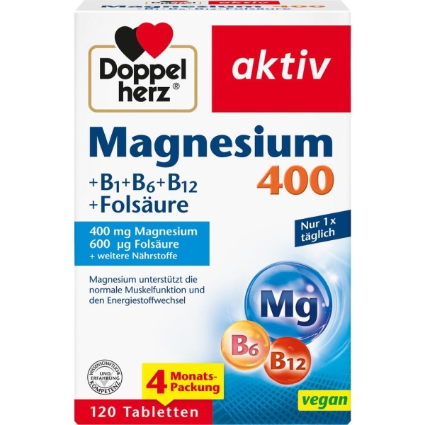 DOPPELHERZ Magnesium 400+B1+B6+B12+Folsäure Tabl.