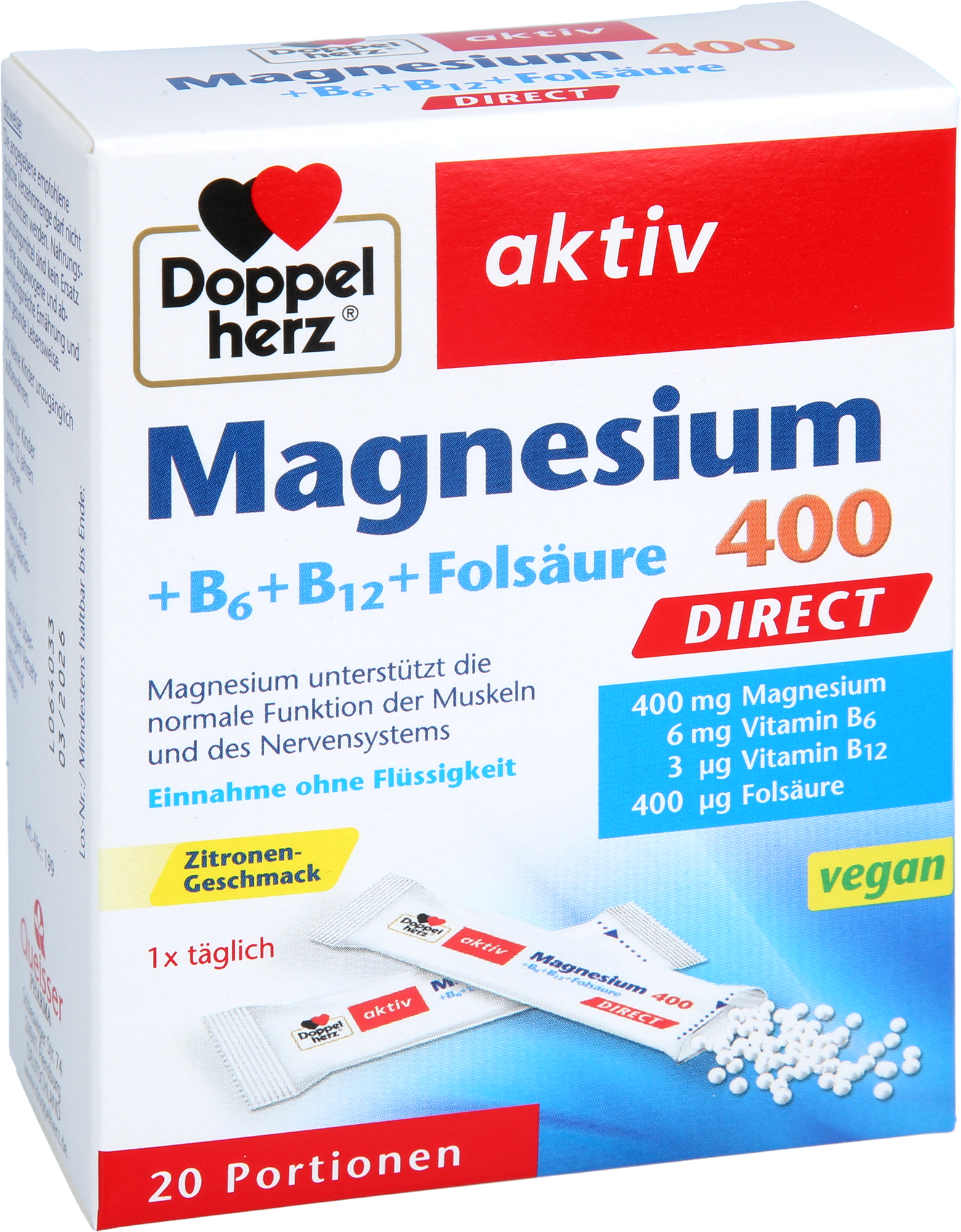 DOPPELHERZ Magnesium+B Vitamine DIRECT Pellets 20 St