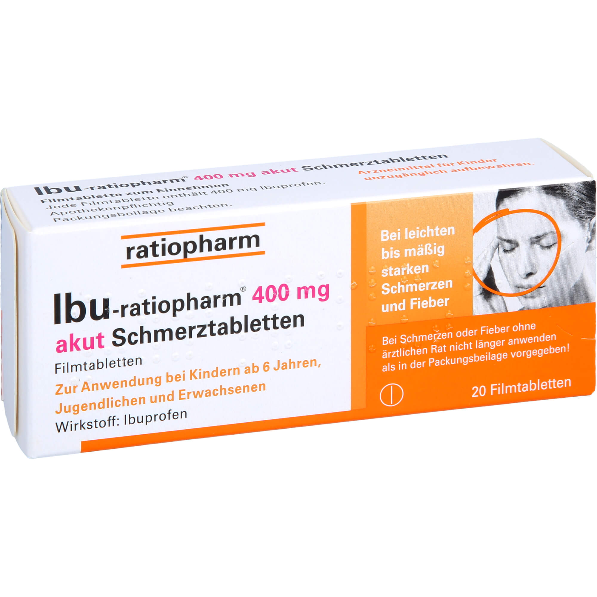 IBU-RATIOPHARM 400 mg akut Schmerztbl.Filmtabl. 20 St