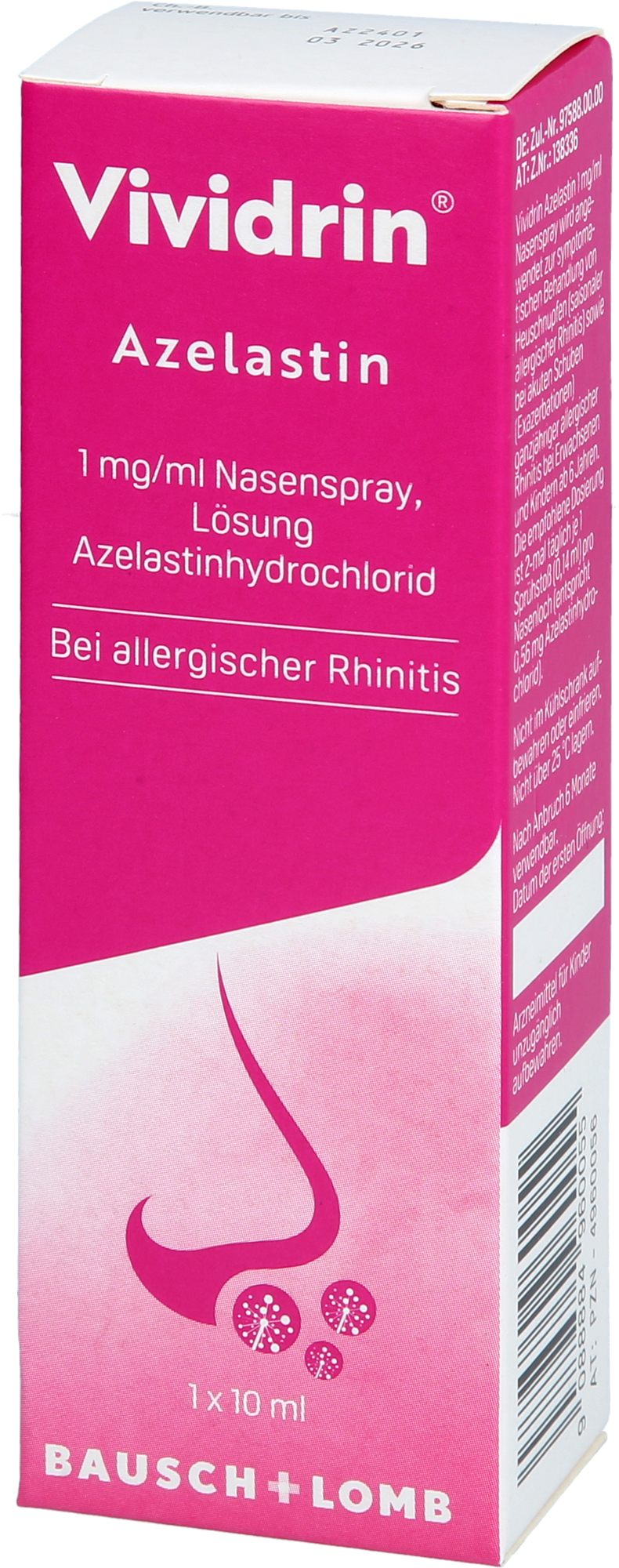VIVIDRIN Azelastin 1 mg/ml Nasenspray Lösung