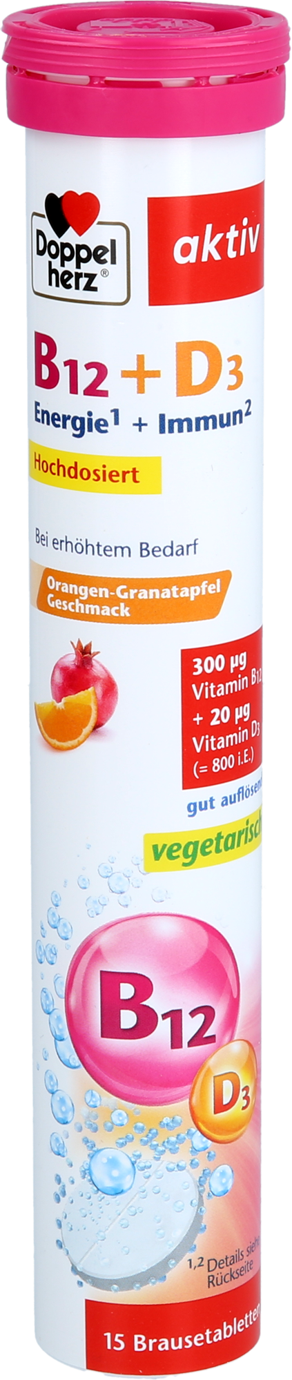 DOPPELHERZ Vitamin B12+D3 Brausetabletten