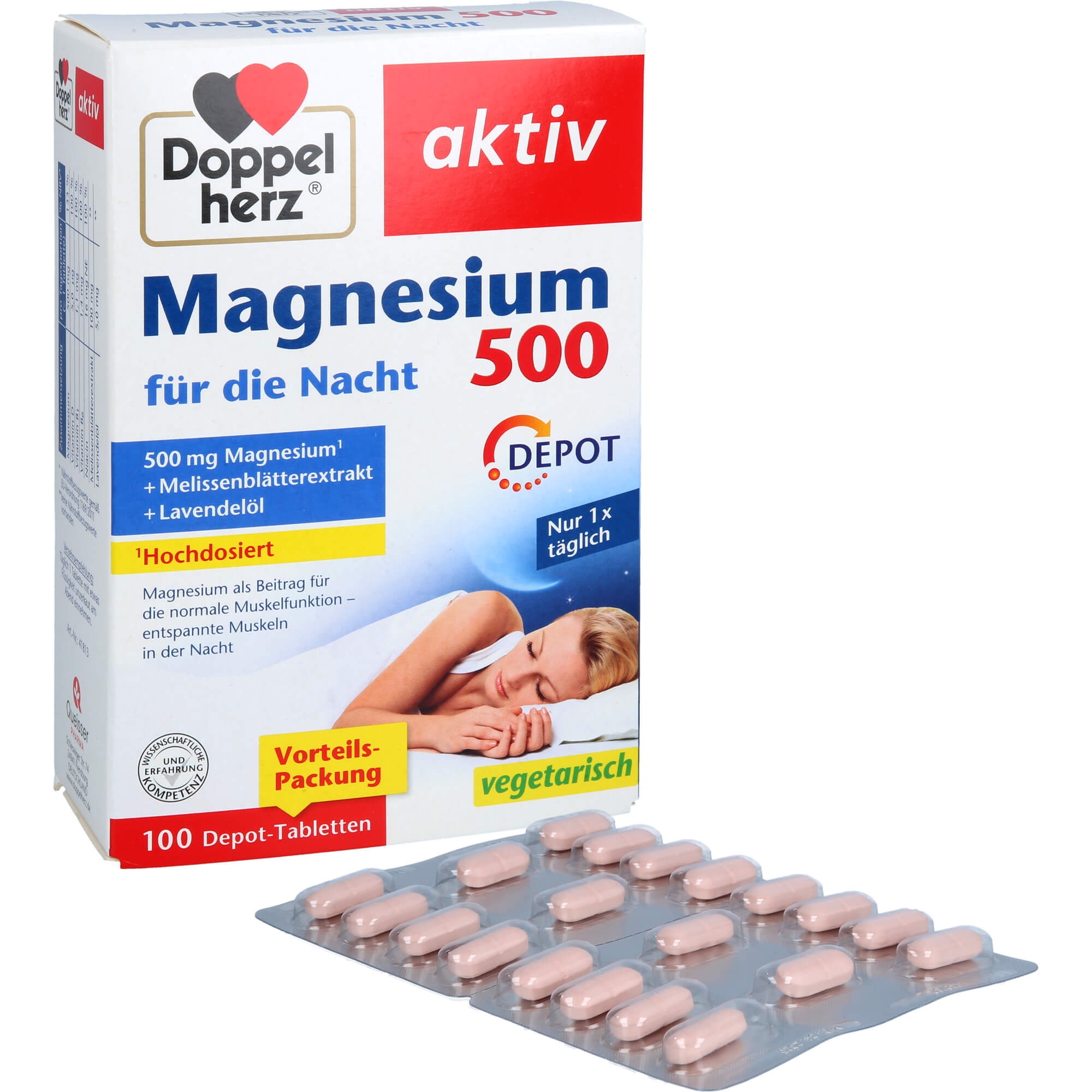 DOPPELHERZ Magnesium 500 für die Nacht Tabletten 100 St