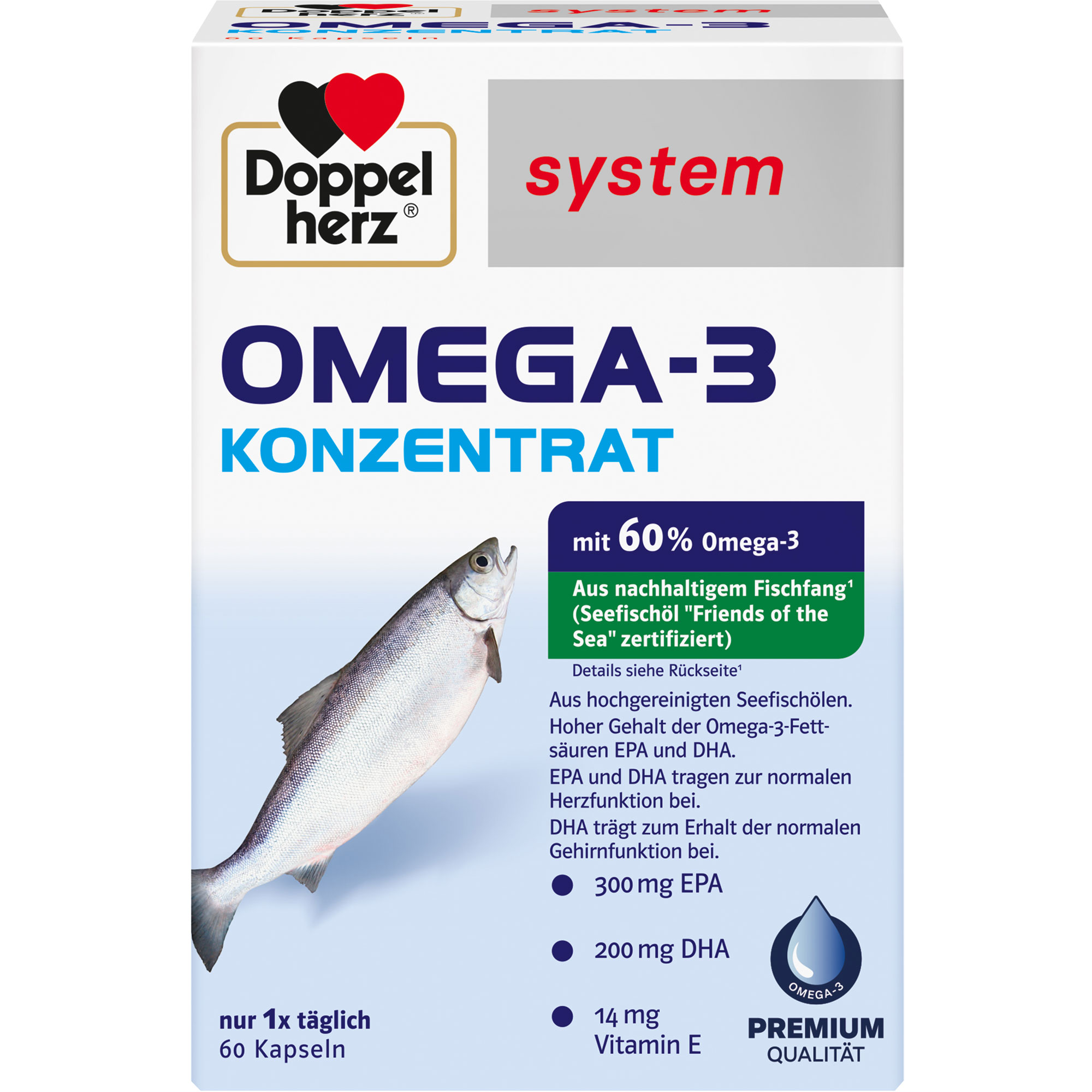 DOPPELHERZ Omega-3 Konzentrat system Kapseln 60 St