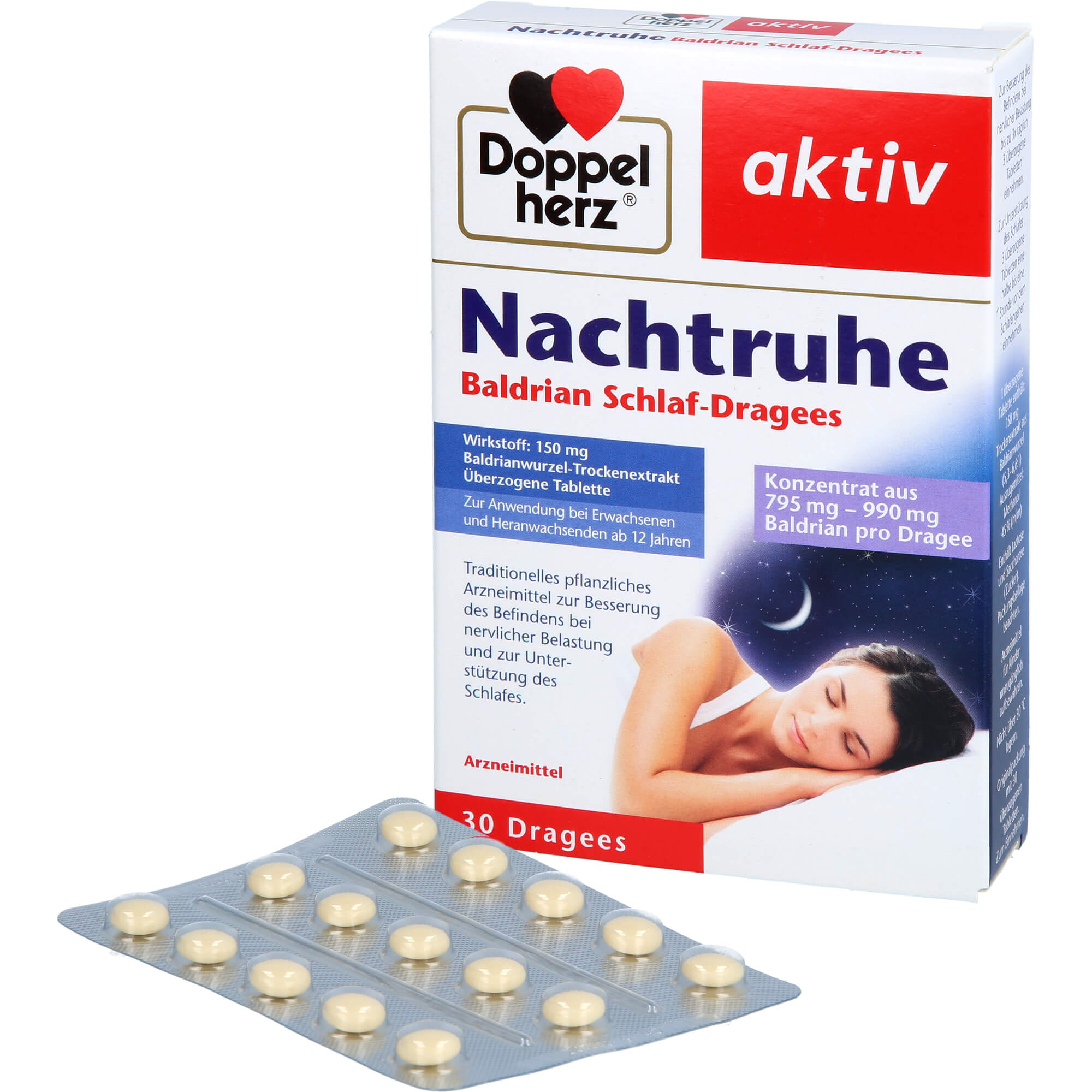 DOPPELHERZ Nachtruhe Baldrian Schlaf-Dragees
