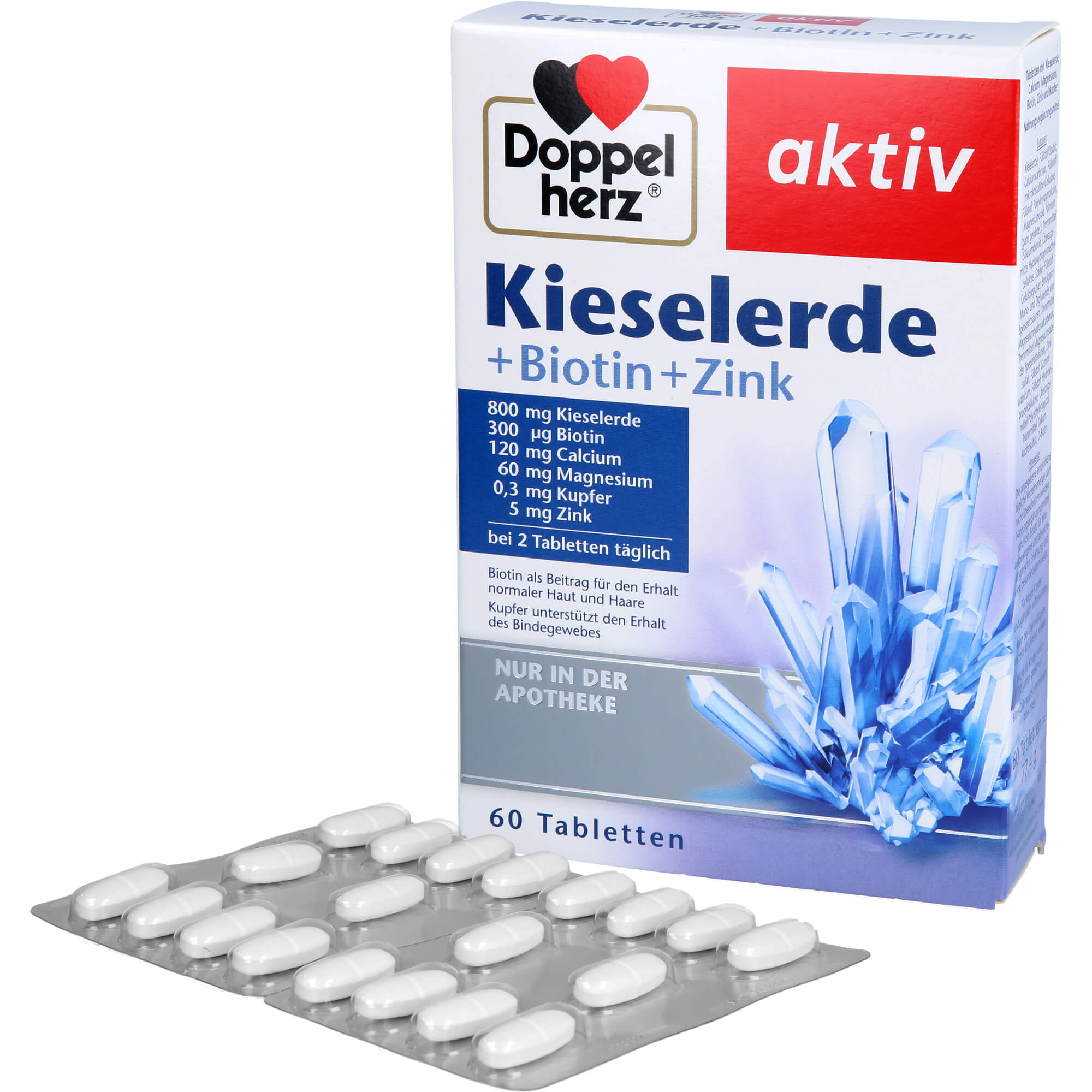 DOPPELHERZ Kieselerde+Biotin+Zink Tabletten 60 St