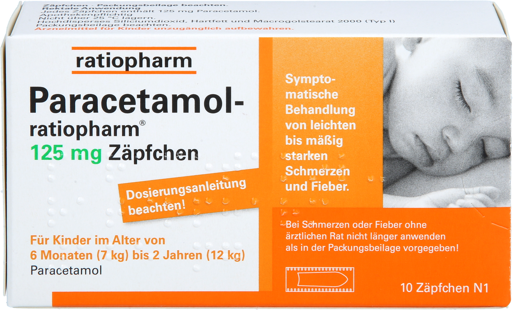PARACETAMOL-ratiopharm 125 mg Zäpfchen