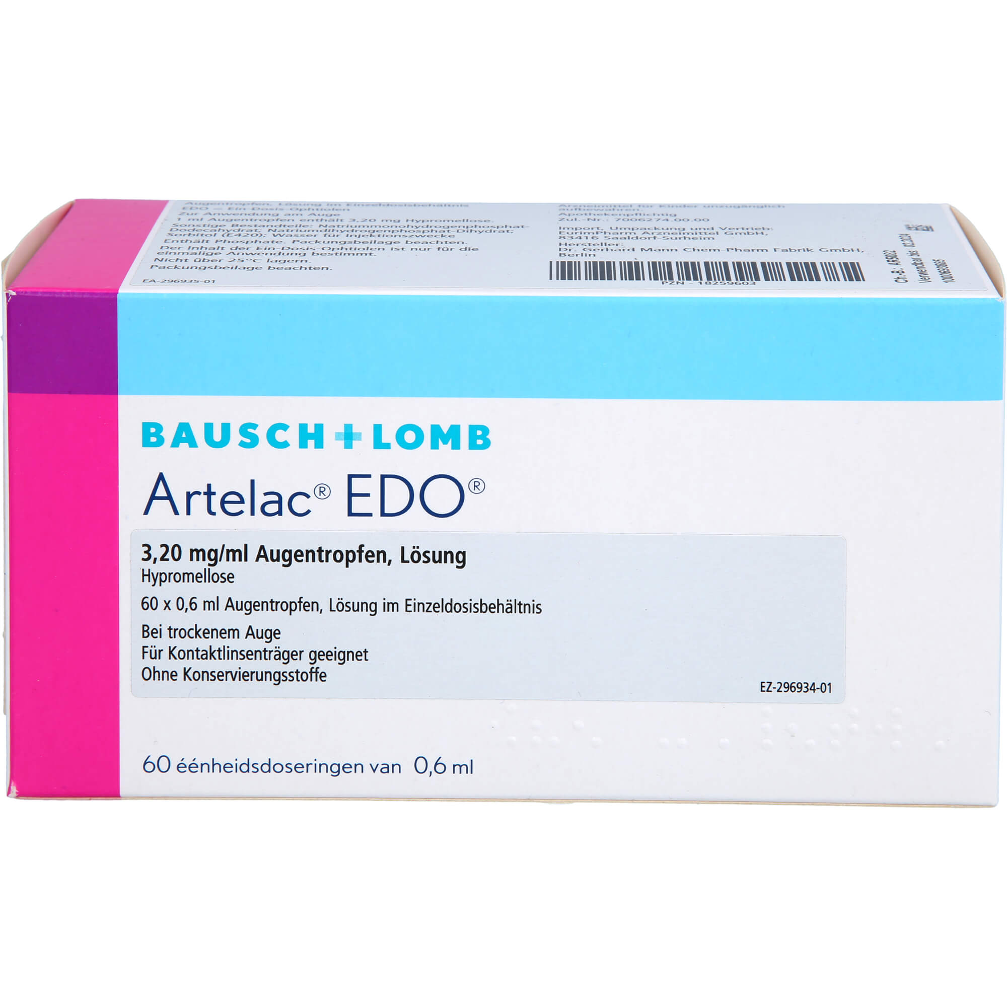 ARTELAC EDO 3,20 mg/ml Augentropfen Lösung 60X0.6 ml
