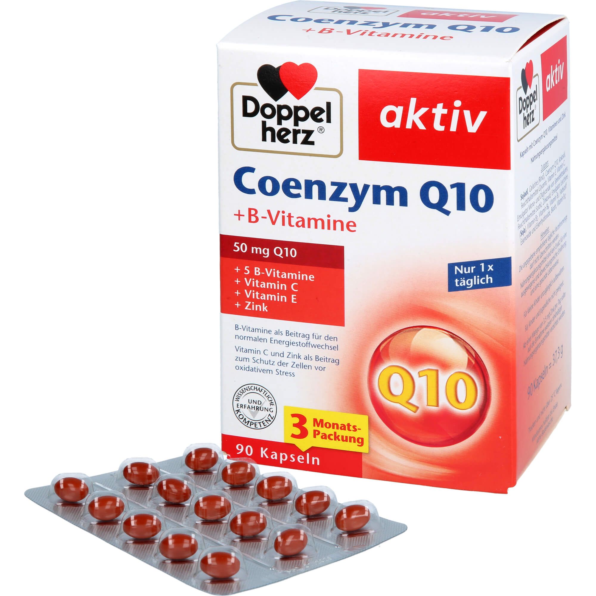 DOPPELHERZ Coenzym Q10+B Vitamine Kapseln 90 St