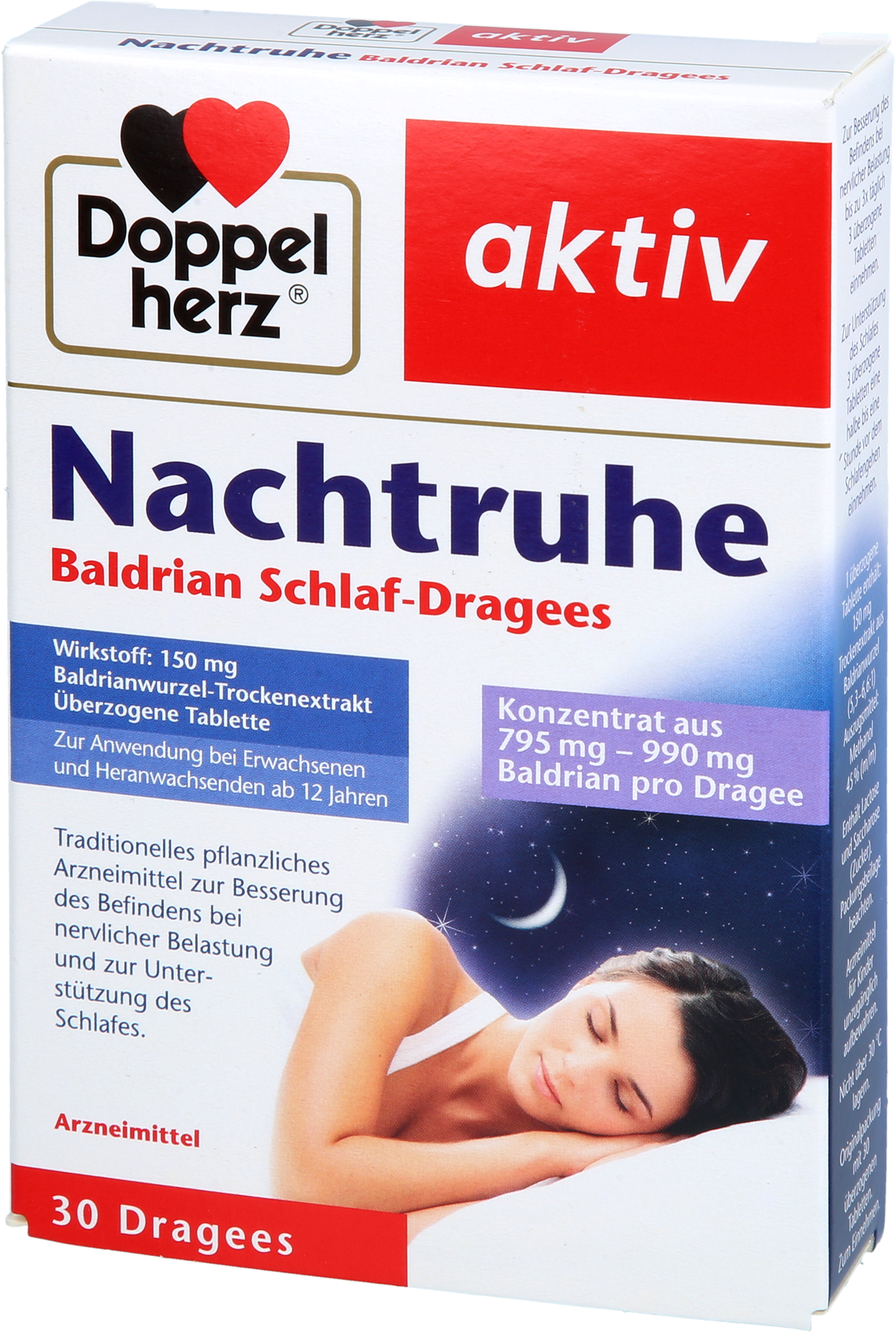 DOPPELHERZ Nachtruhe Baldrian Schlaf-Dragees
