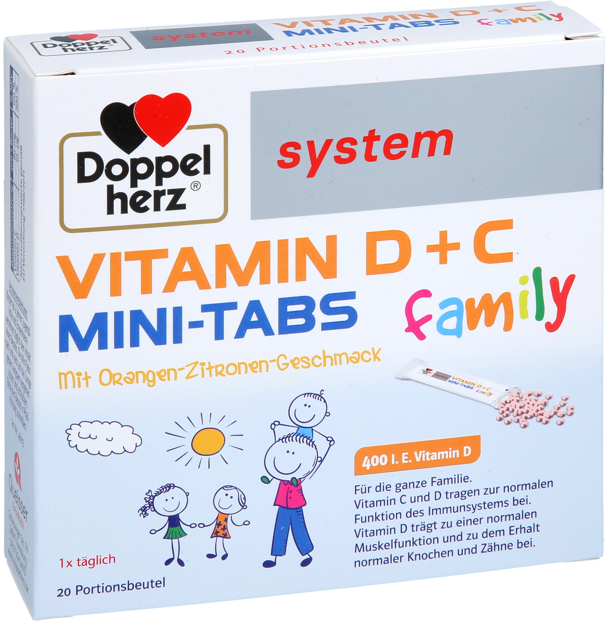 DOPPELHERZ Vitamin D+C Mini-Tabs family system