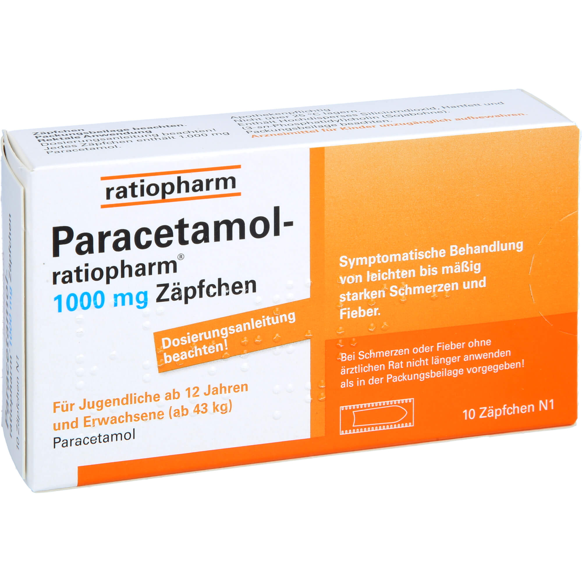 PARACETAMOL-ratiopharm 1.000 mg Zäpfchen