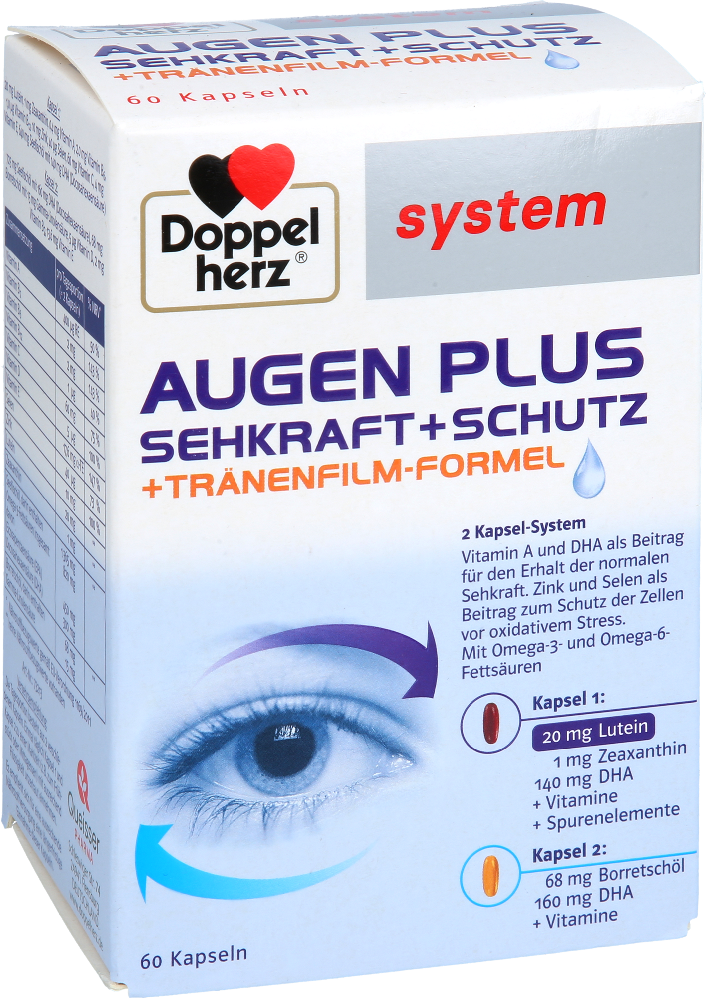 DOPPELHERZ Augen plus Sehkraft+Schutz system Kaps. 60 St