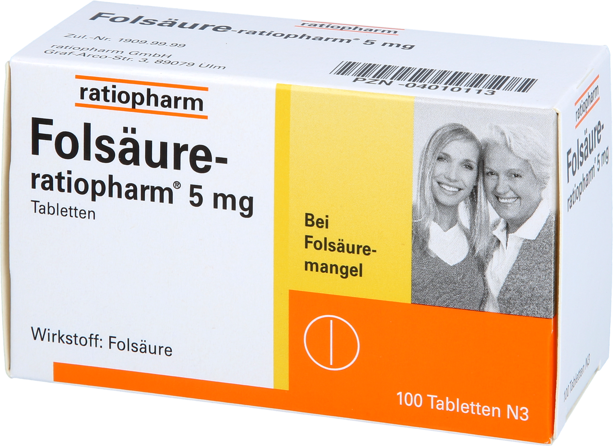 FOLSÄURE-RATIOPHARM 5 mg Tabletten 100 St