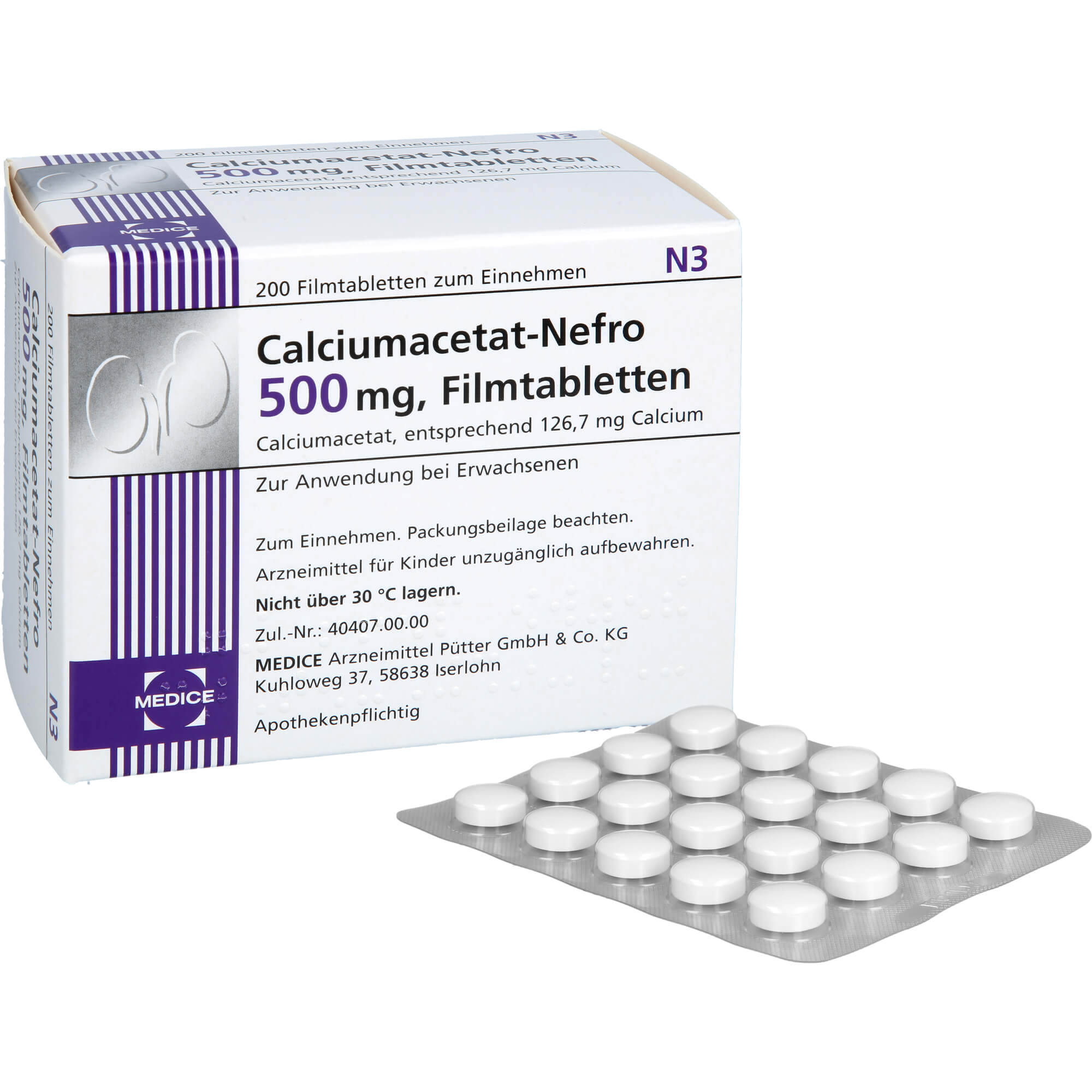 CALCIUMACETAT NEFRO 500 mg Filmtabletten 200 St