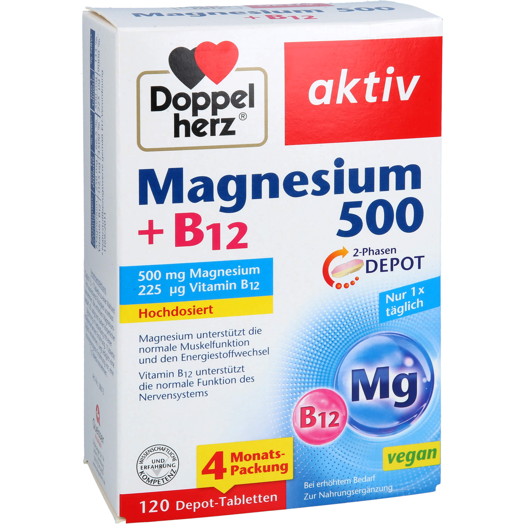 DOPPELHERZ Magnesium 500+B12 2-Phasen Depot Tabl.