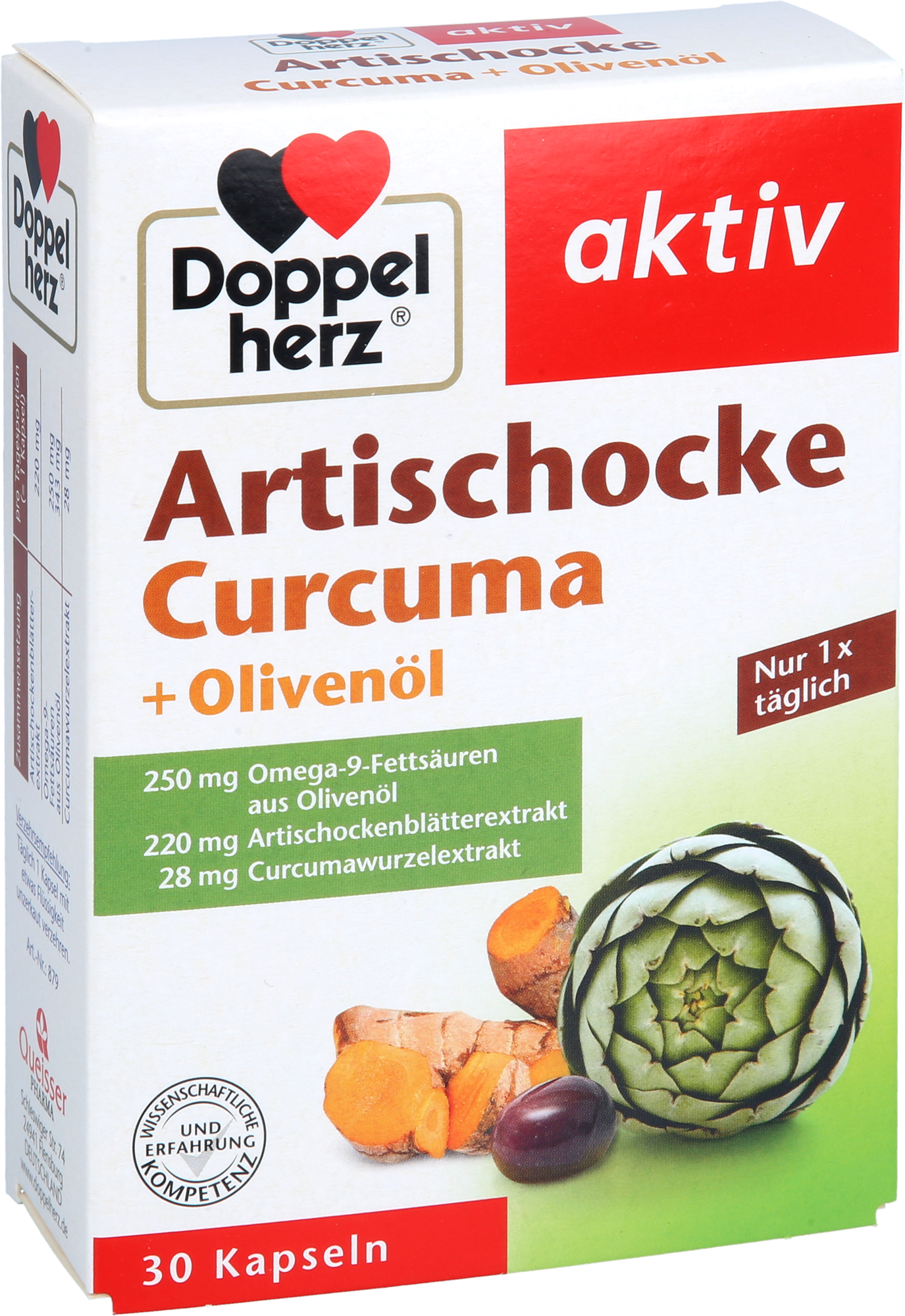 DOPPELHERZ Artischocke Curcuma+Olivenöl Kapseln 30 St