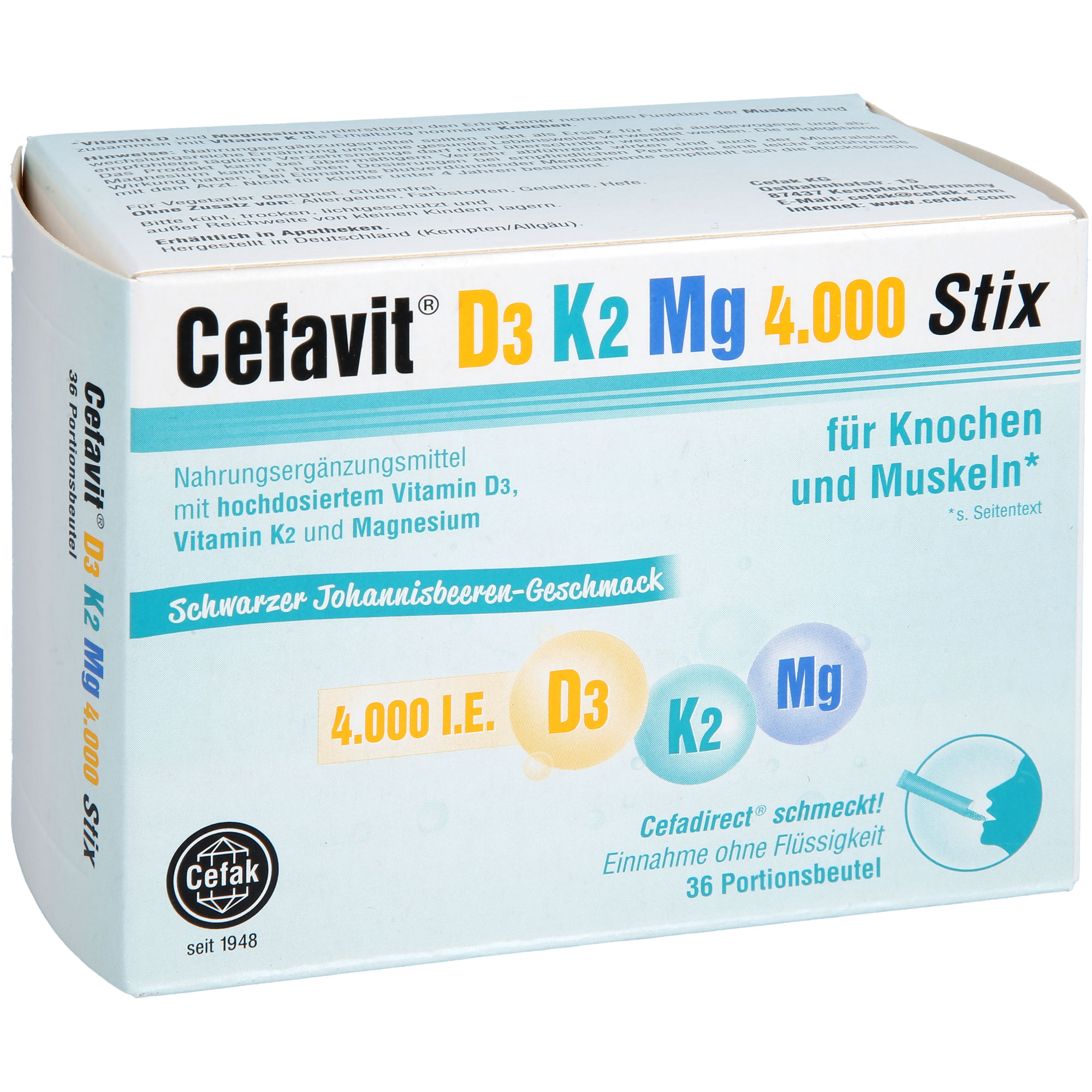 CEFAVIT D3 K2 Mg 4.000 I.E. Stix Granulat