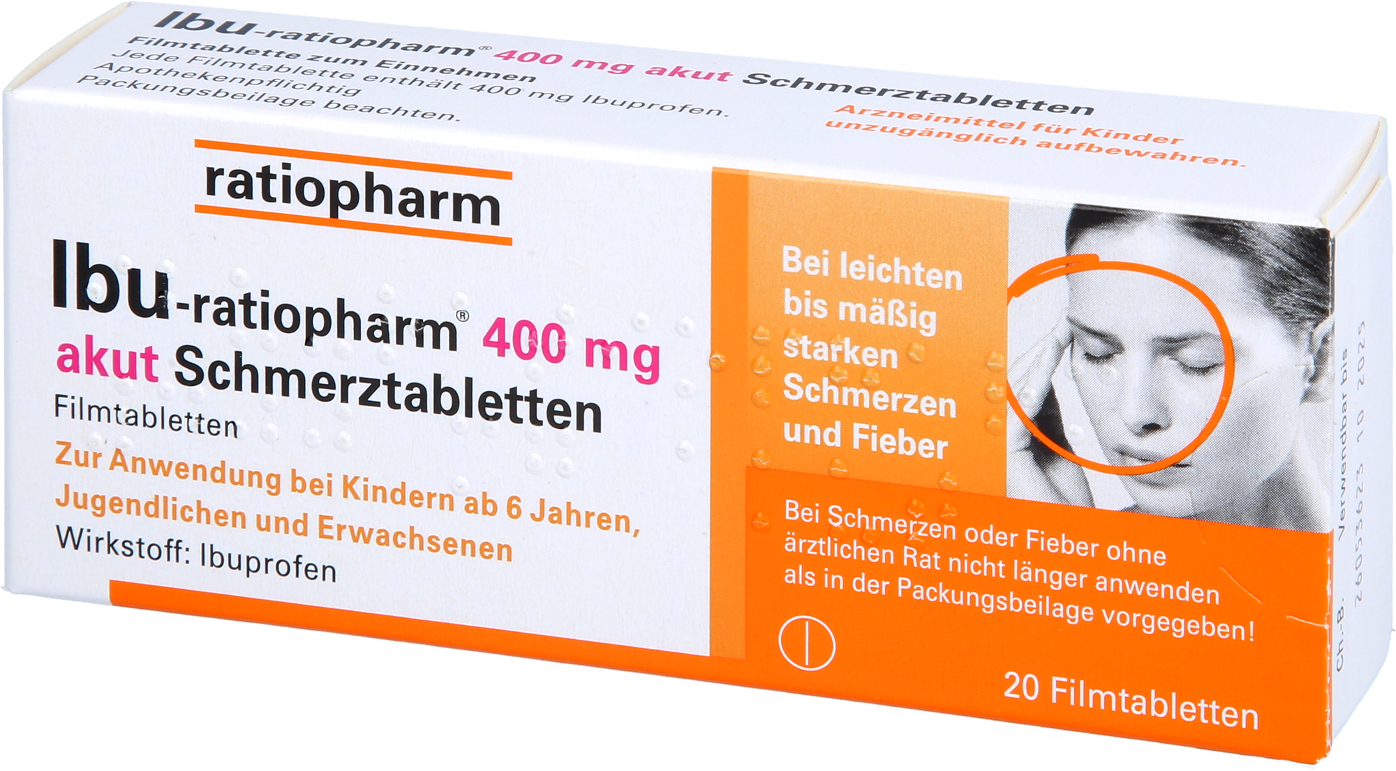 IBU-RATIOPHARM 400 mg akut Schmerztbl.Filmtabl. 20 St
