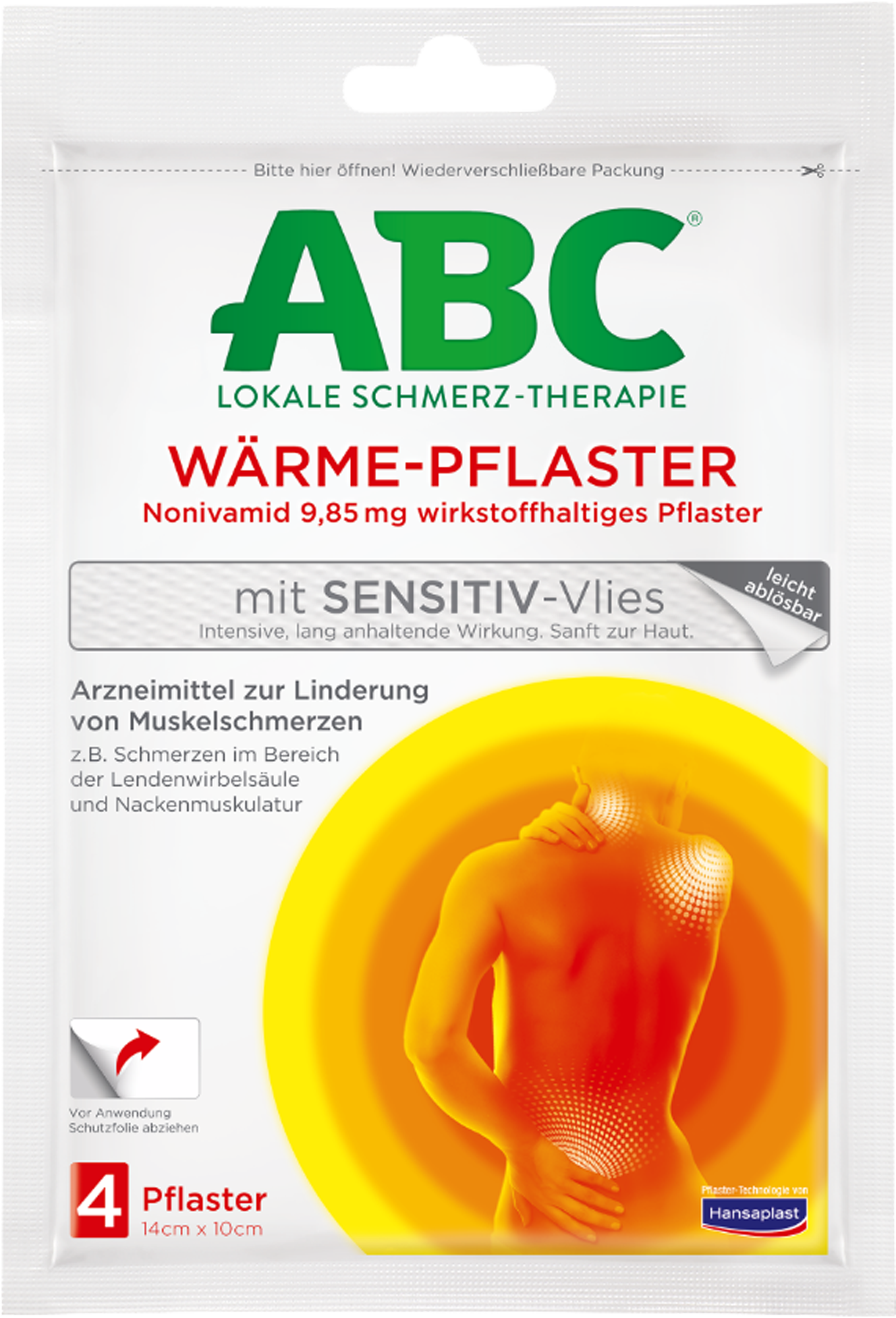 ABC Wärme-Pflaster sensitive-Vlies Hansaplast med 4 St