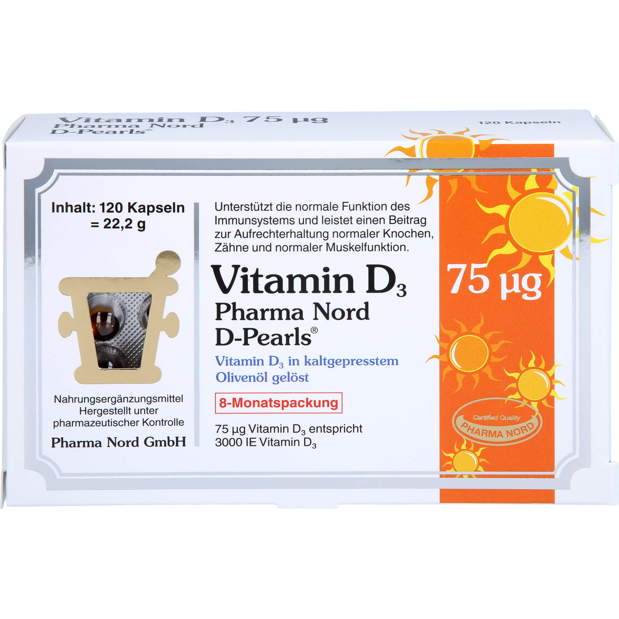 VITAMIN D3 75 μg Pharma Nord D-Pearls Kapseln